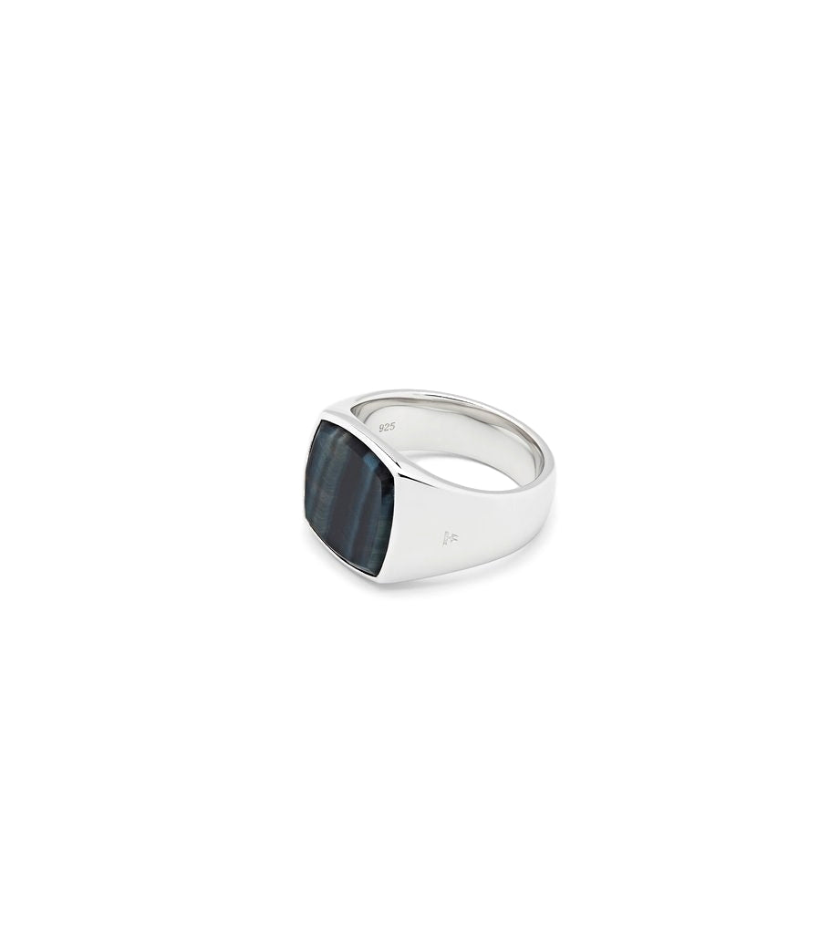Tom Wood Cushion Blue Hawk Eye Ring Sølv