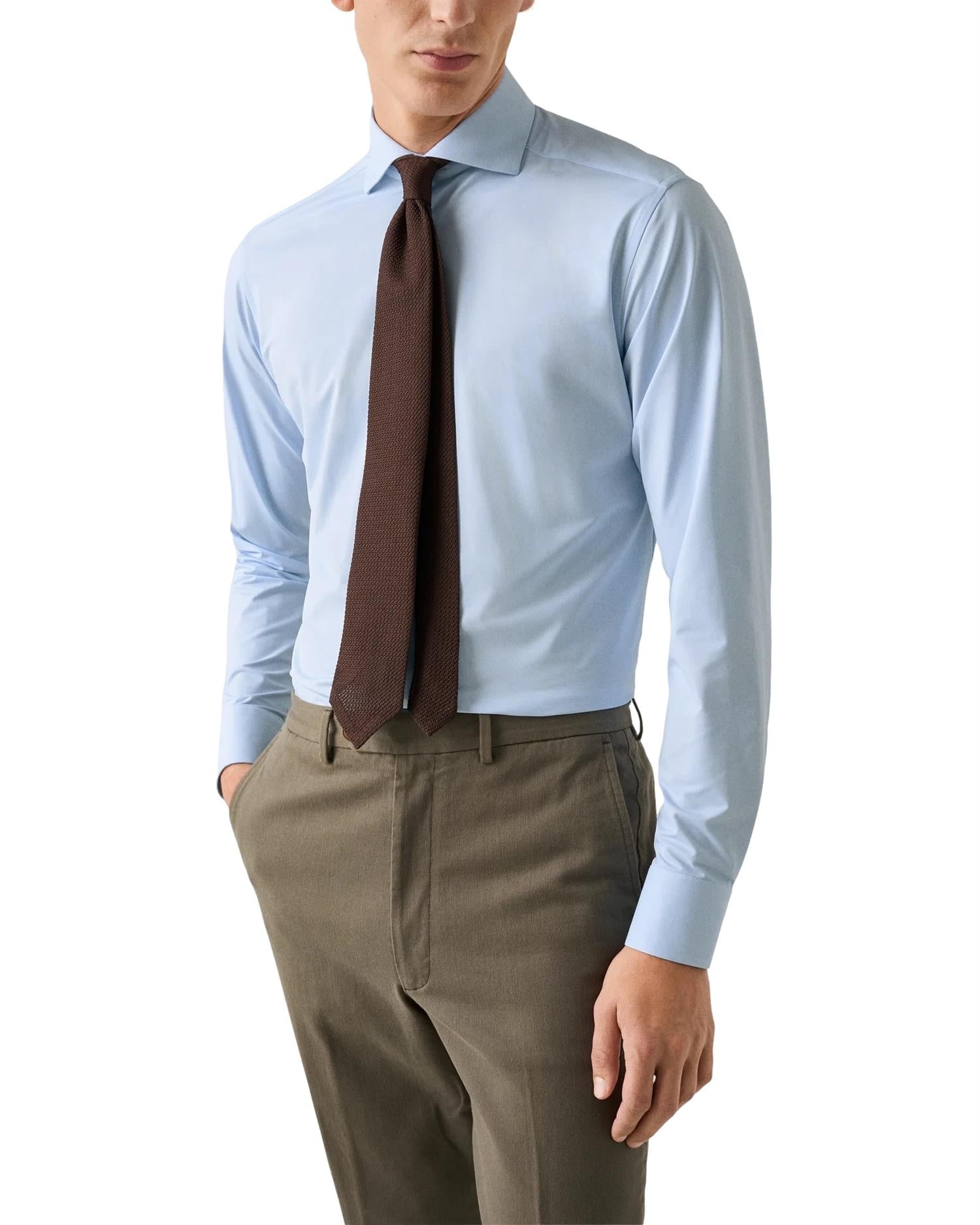 Eton Light Blue Four-Way Stretch Shirt Skjorte Lyseblå - modostore.no