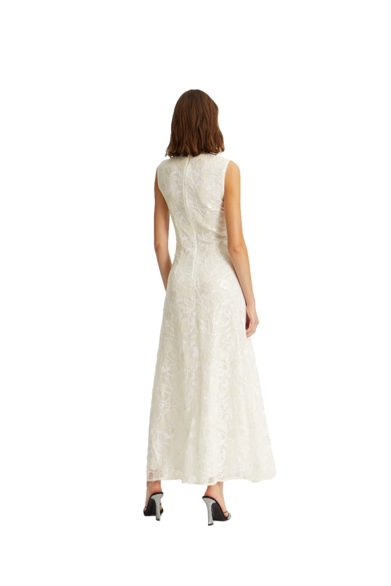 ROTATE Lace Sequin Maxi Dress Kjole Off-White - modostore.no