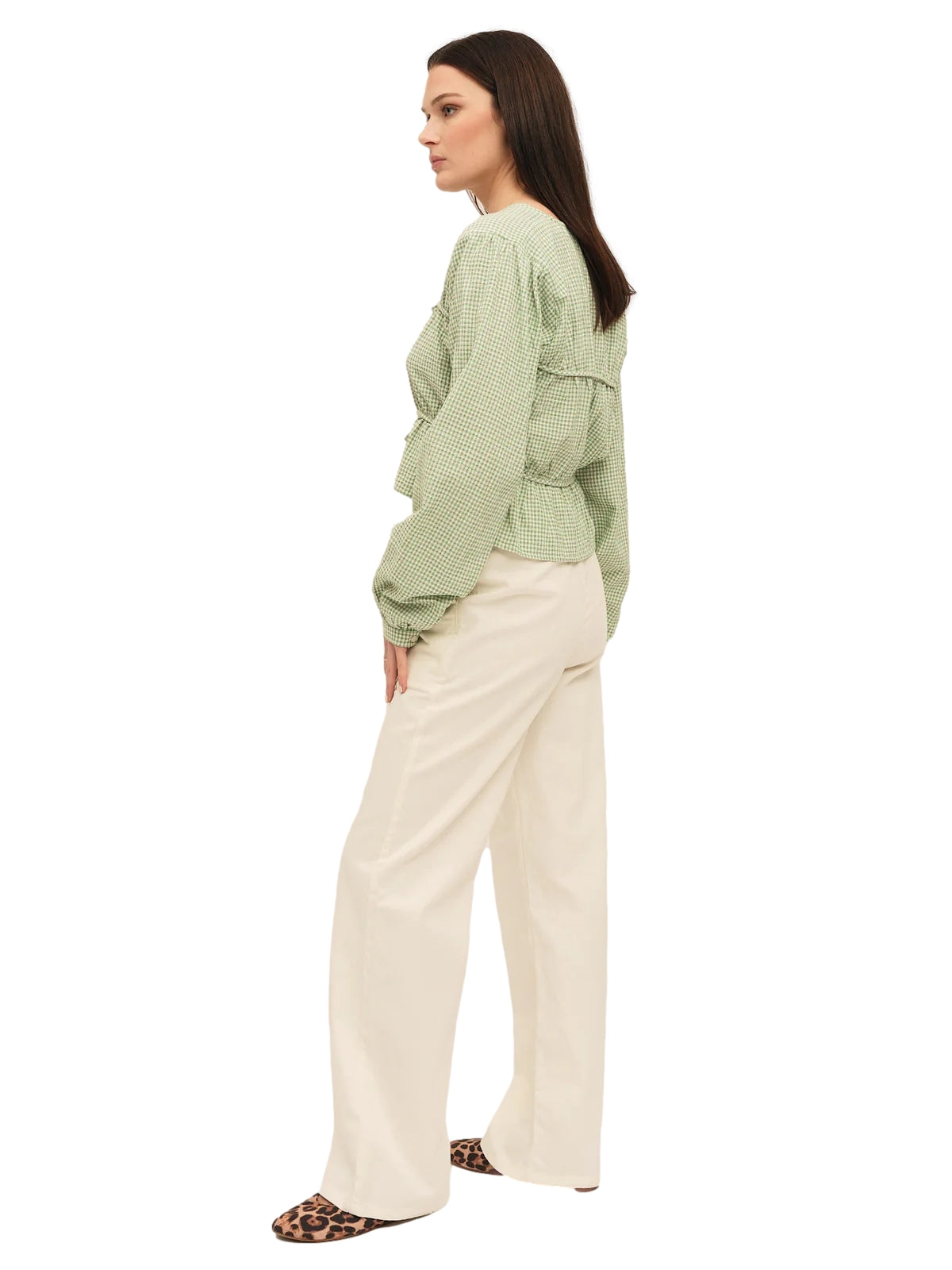 Once Untold Indiana String Blouse Skjorte Hvit Og Grønn - modostore.no