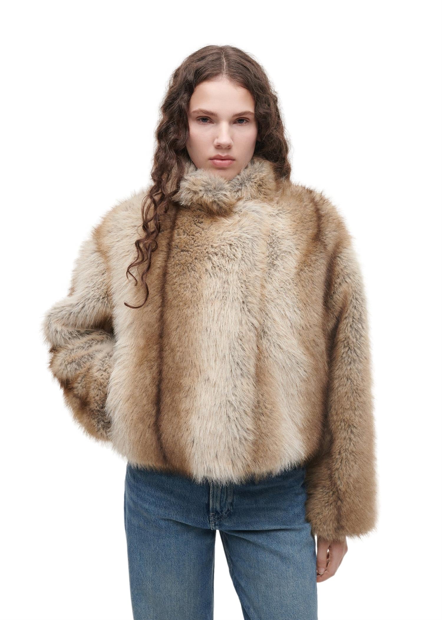 Studio AR Lumi Faux Fox Jakke Brun/Beige