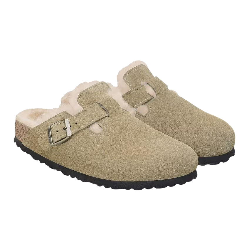 Birkenstock Boston Shearling Narrow Taupe Sko Beige - modostore.no