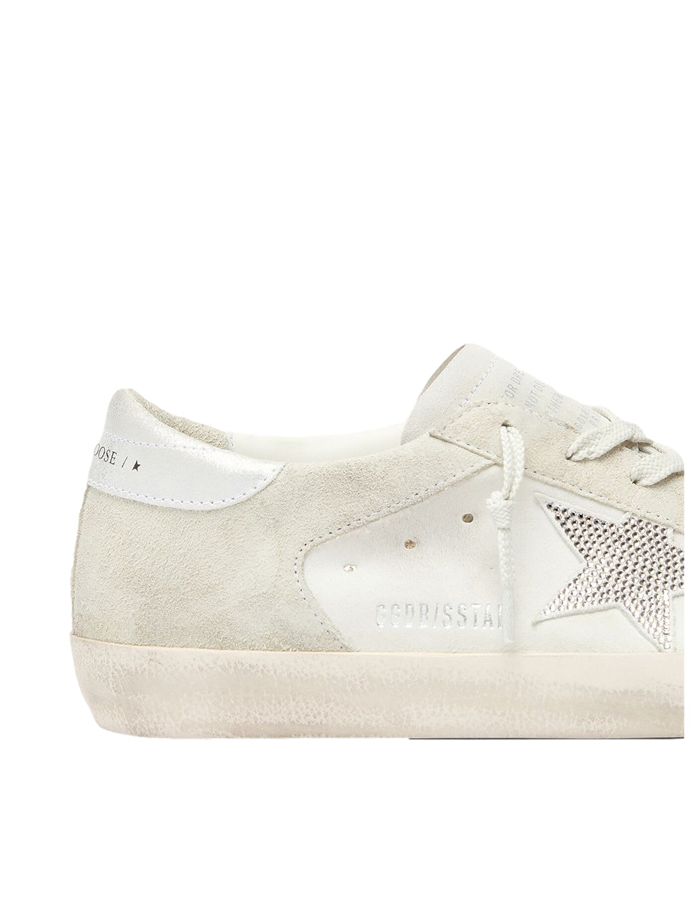 Golden Goose Superstar Suede Crystal Star/Shimmer Heel Sko Hvit Og Sølv - modostore.no