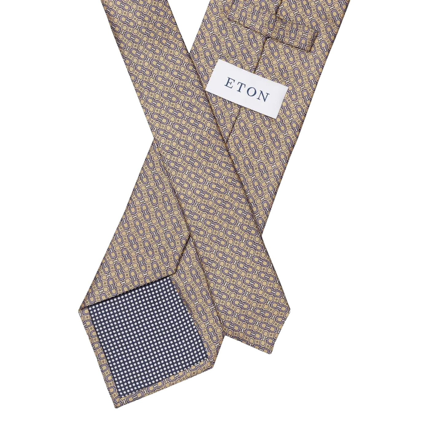 Eton Geometric Print Silk Tie Slips Beige Mønster