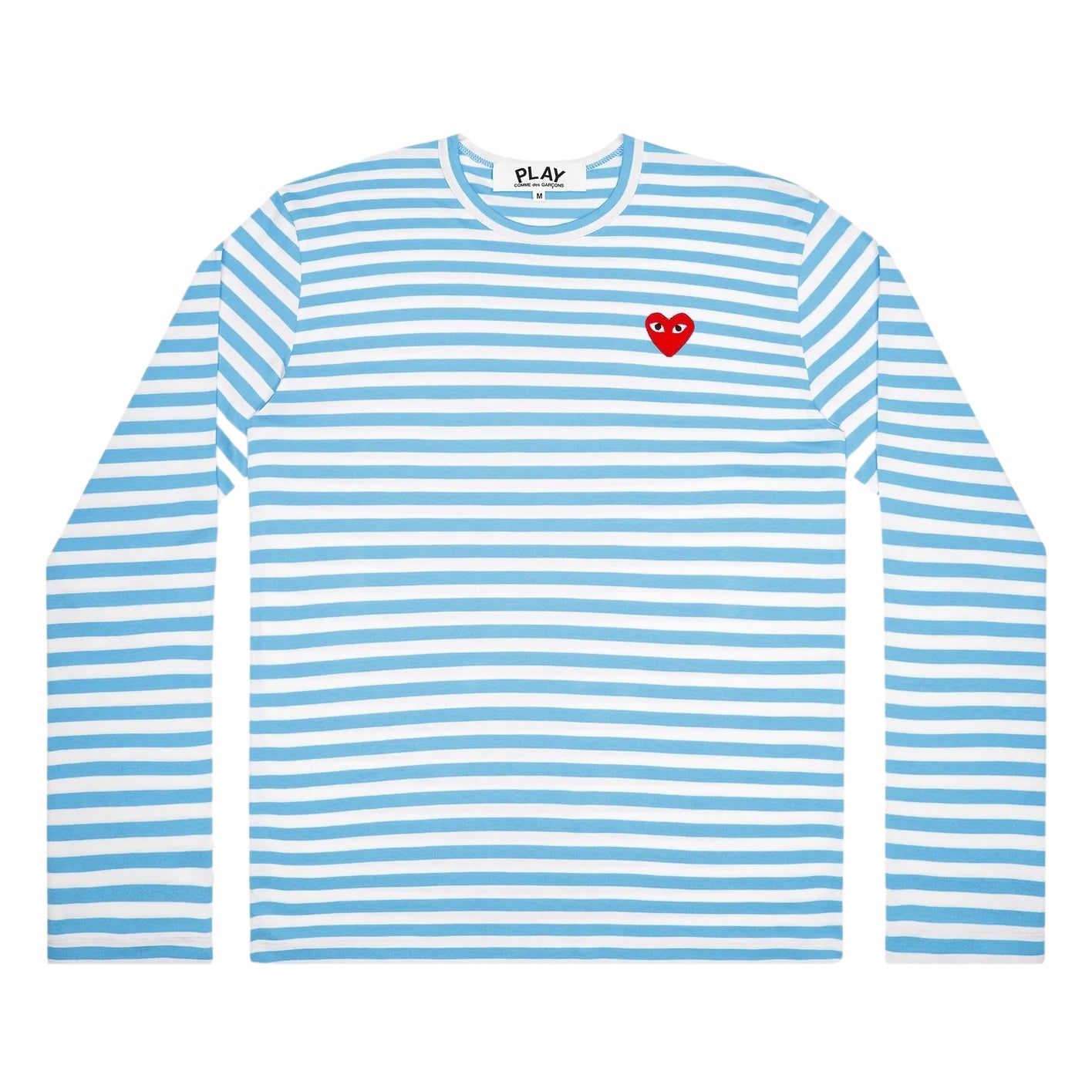 Comme des Garcons Play Unisex T-Shirt LS Red Emblem Genser Lyseblå
