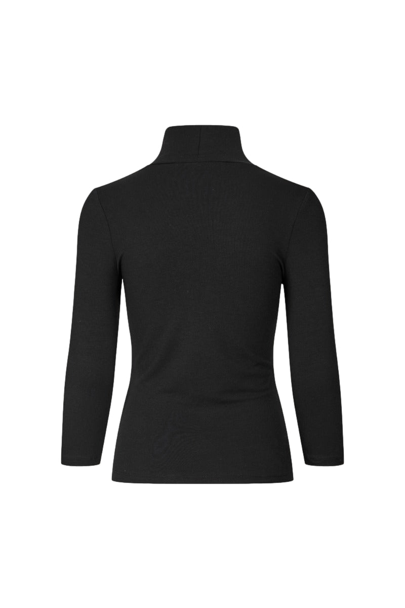 ROTATE Jersey 3/4 Turtleneck T-shirt Sort