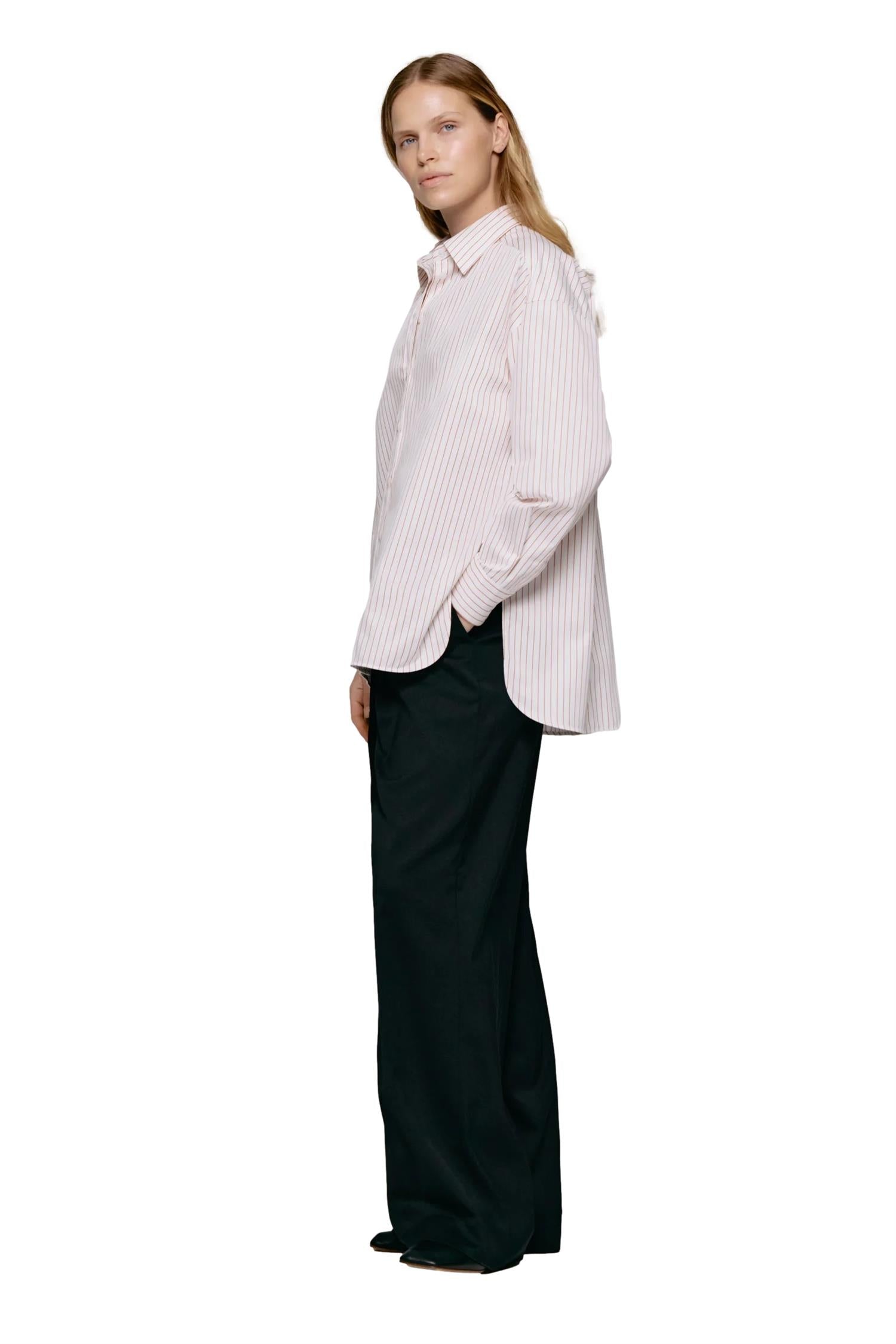 Julie Josephine Edwina Shirt Skjorte Stripet Oransje - modostore.no