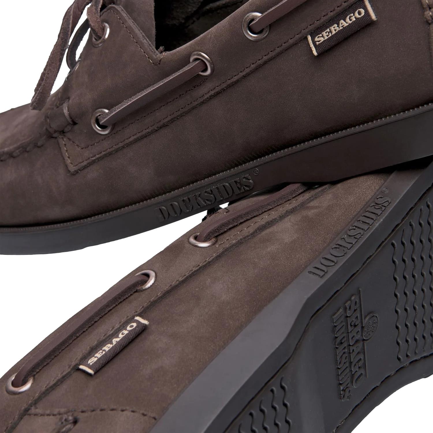 Sebago Docksides Portland Nubuck Total Brown Chocolate Sko Brun - modostore.no