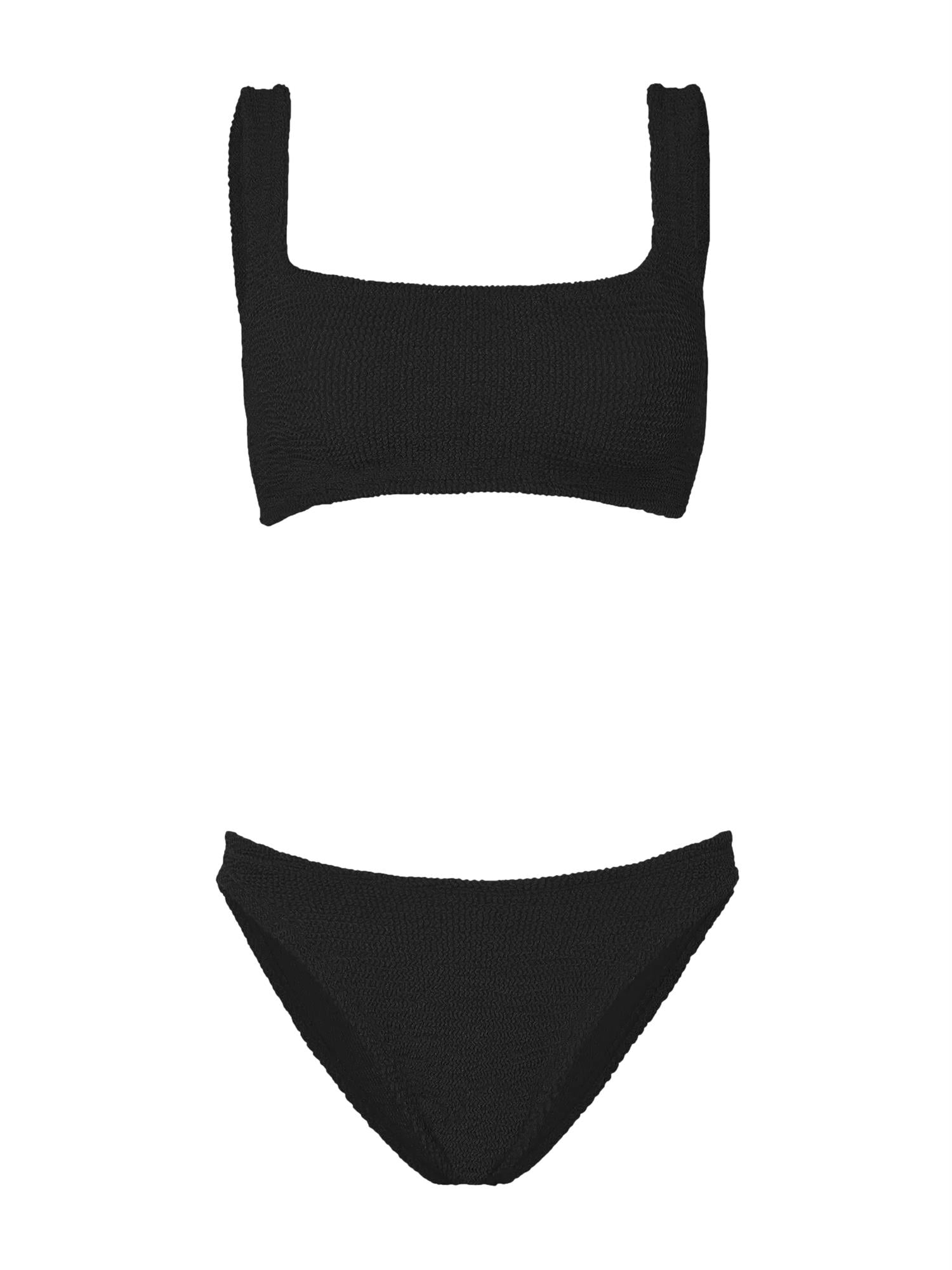 Sort Hunza G Xandra bikinibikini med tettsittende, elastisk stoff og skulderstropper, perfekt for svømming og soling.