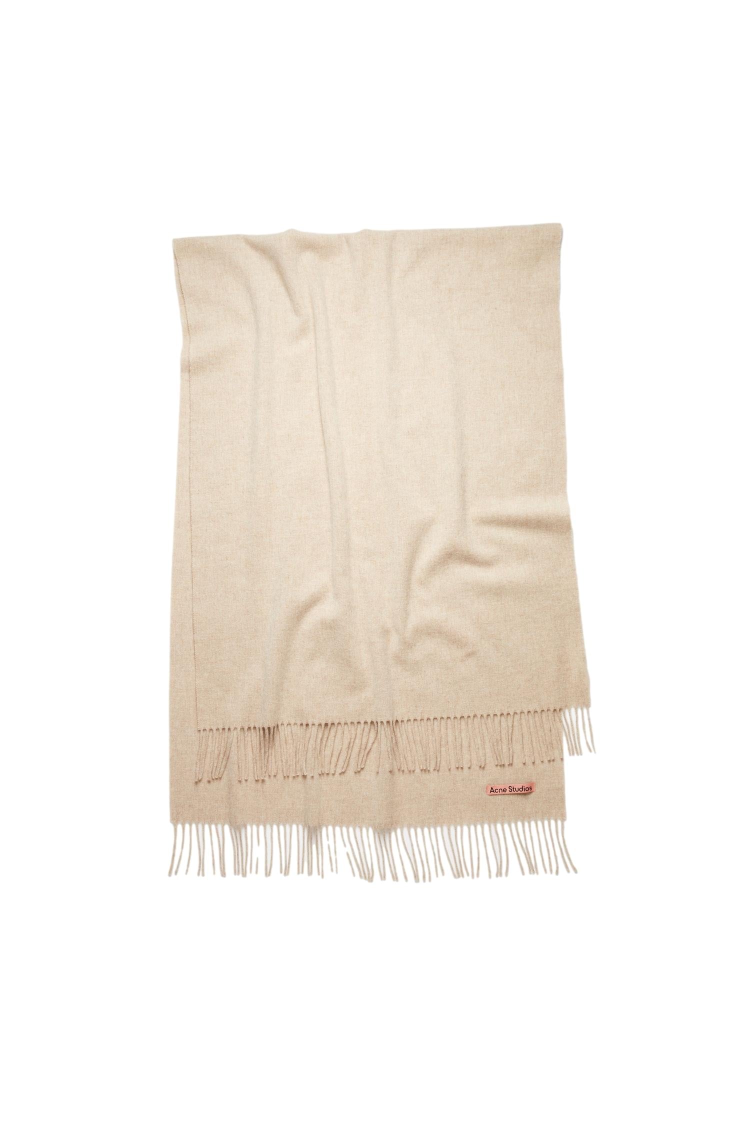 Acne Fringe Wool Scarf Skjerf Brun/Beige - modostore.no