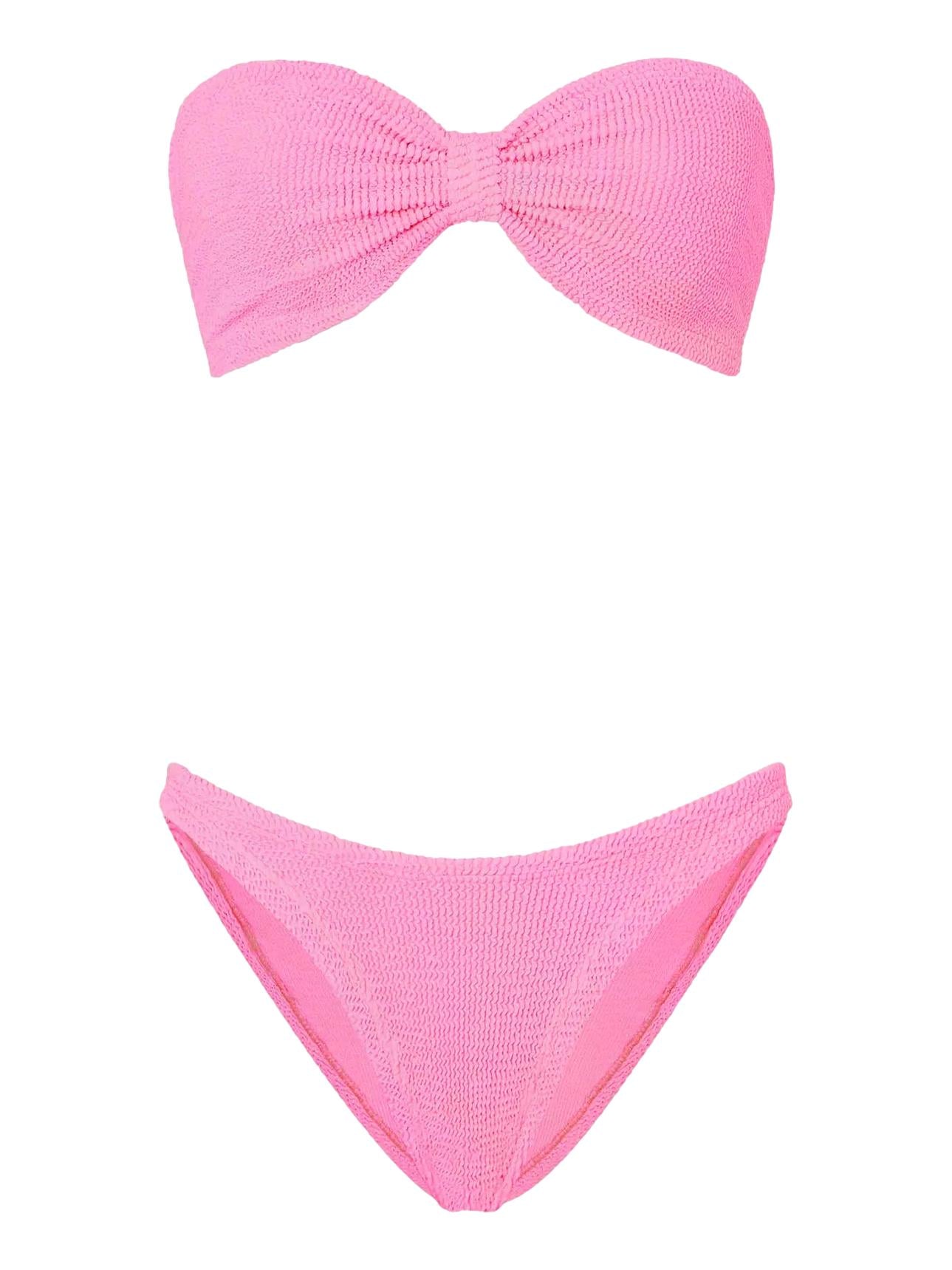 Hunza G rosa Jean bikini med bobleform, fargerikt og komfortabelt badetøy for kvinner.