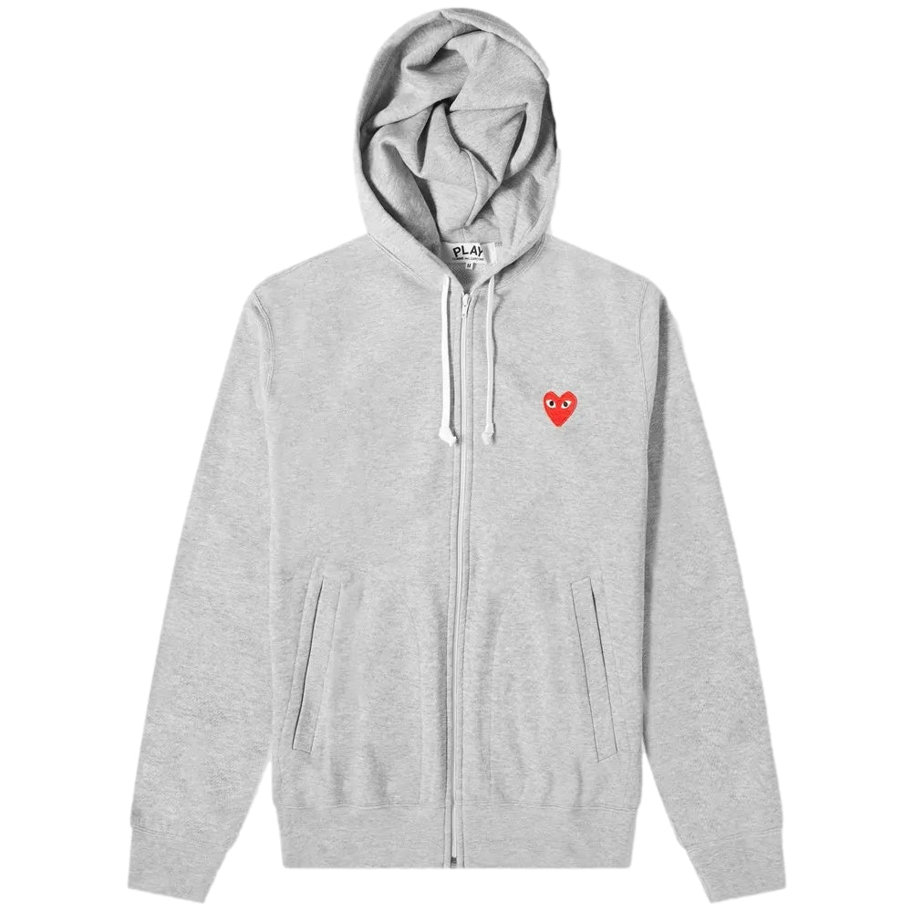 Comme des Garcons Play Mens Fullzip Hoodie Jakke Lysegrå - modostore.no