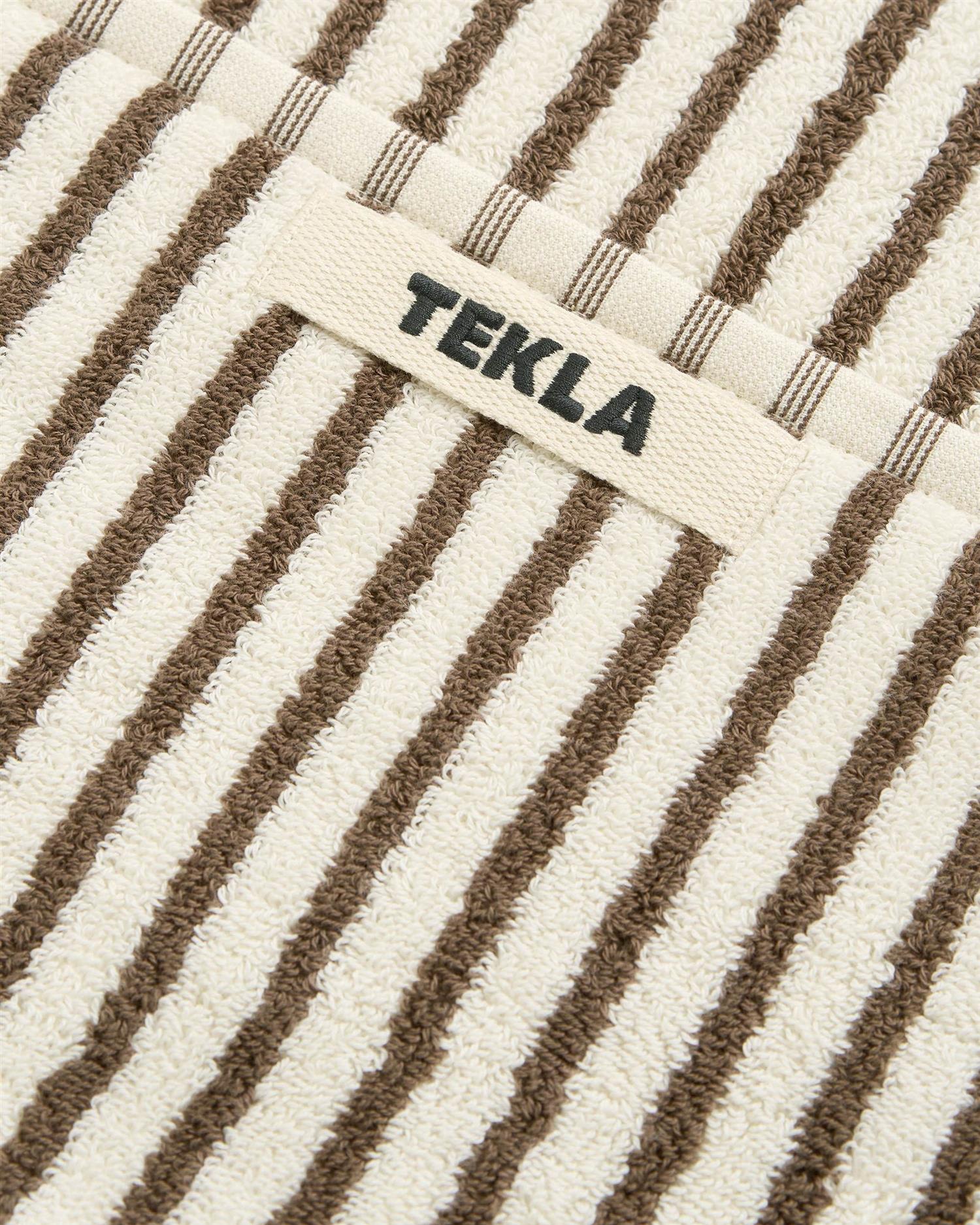 Tekla Terry Towel Washcloth (30x30cm) Kodiak Stripes Håndkle Hvit Og Brun