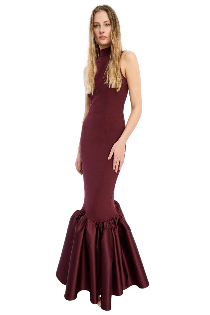 ROTATE Fitted Maxi Dress Kjole Burgunder - modostore.no