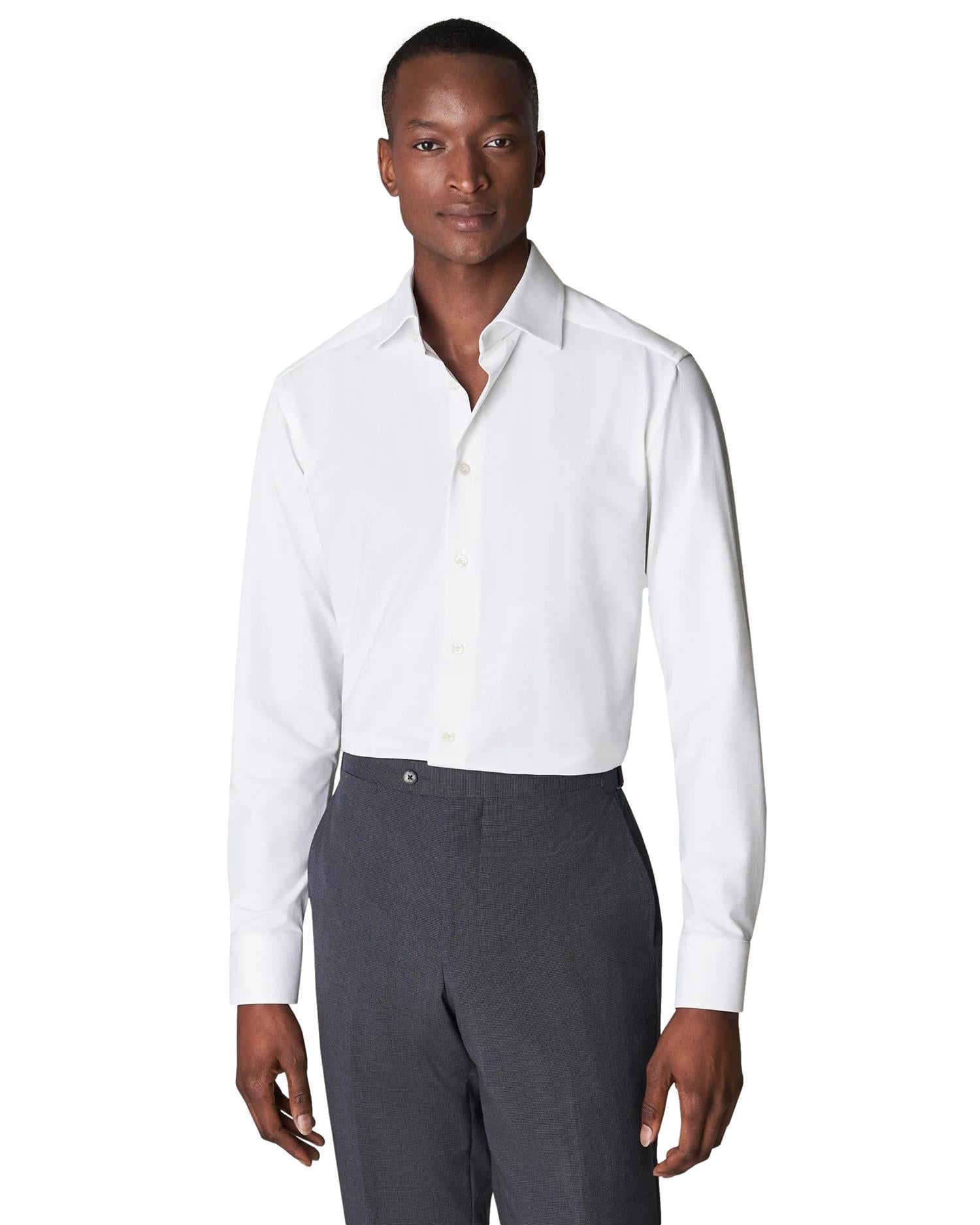 Eton White Four-Way Stretch Shirt Skjorte Hvit - modostore.no