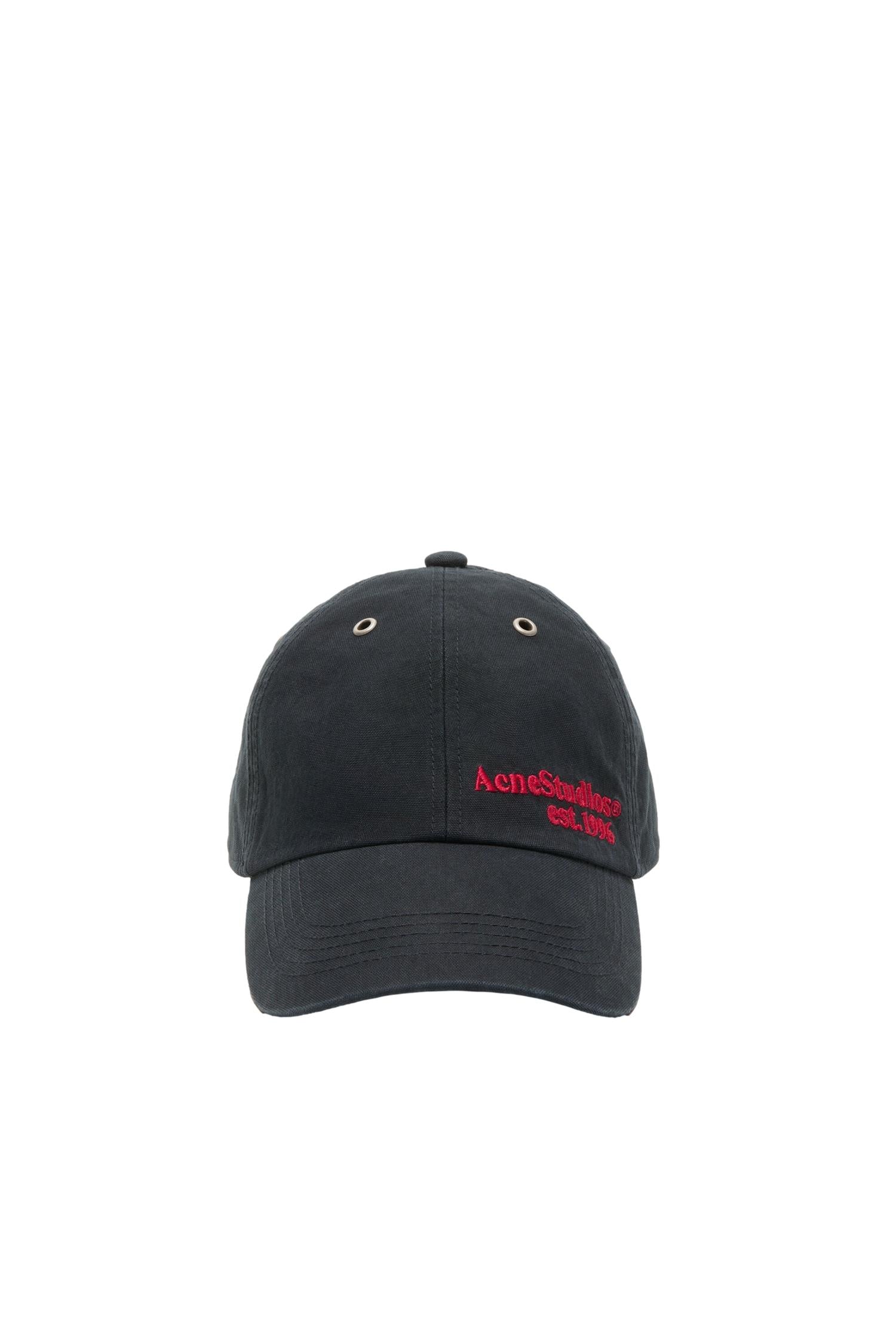 Acne Waxed Logo Cap Caps Mørkeblå