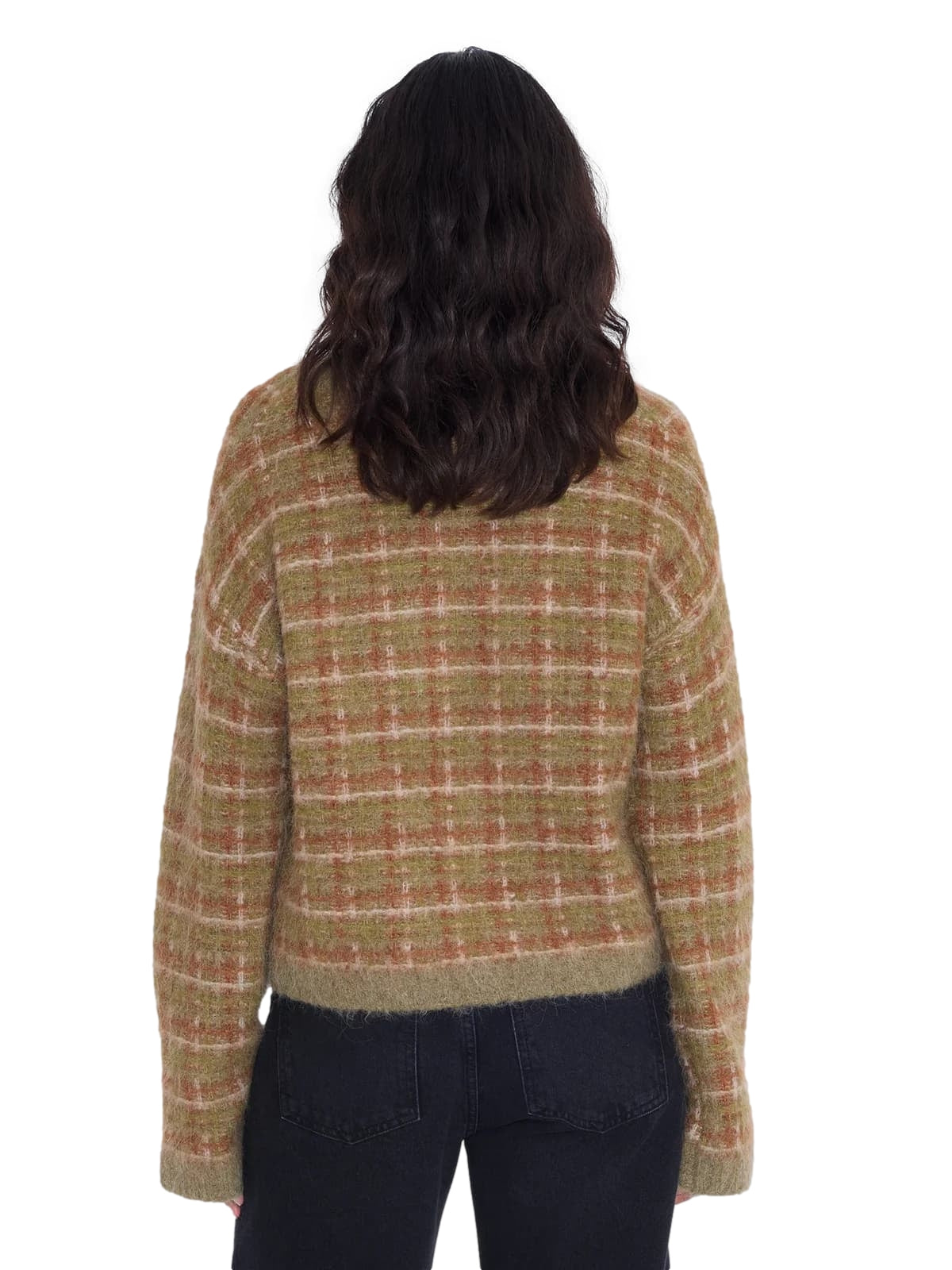 Holzweiler Kate Check Cardigan i grønt med mønster, komfortabel og stilig ullcardigan for damer.