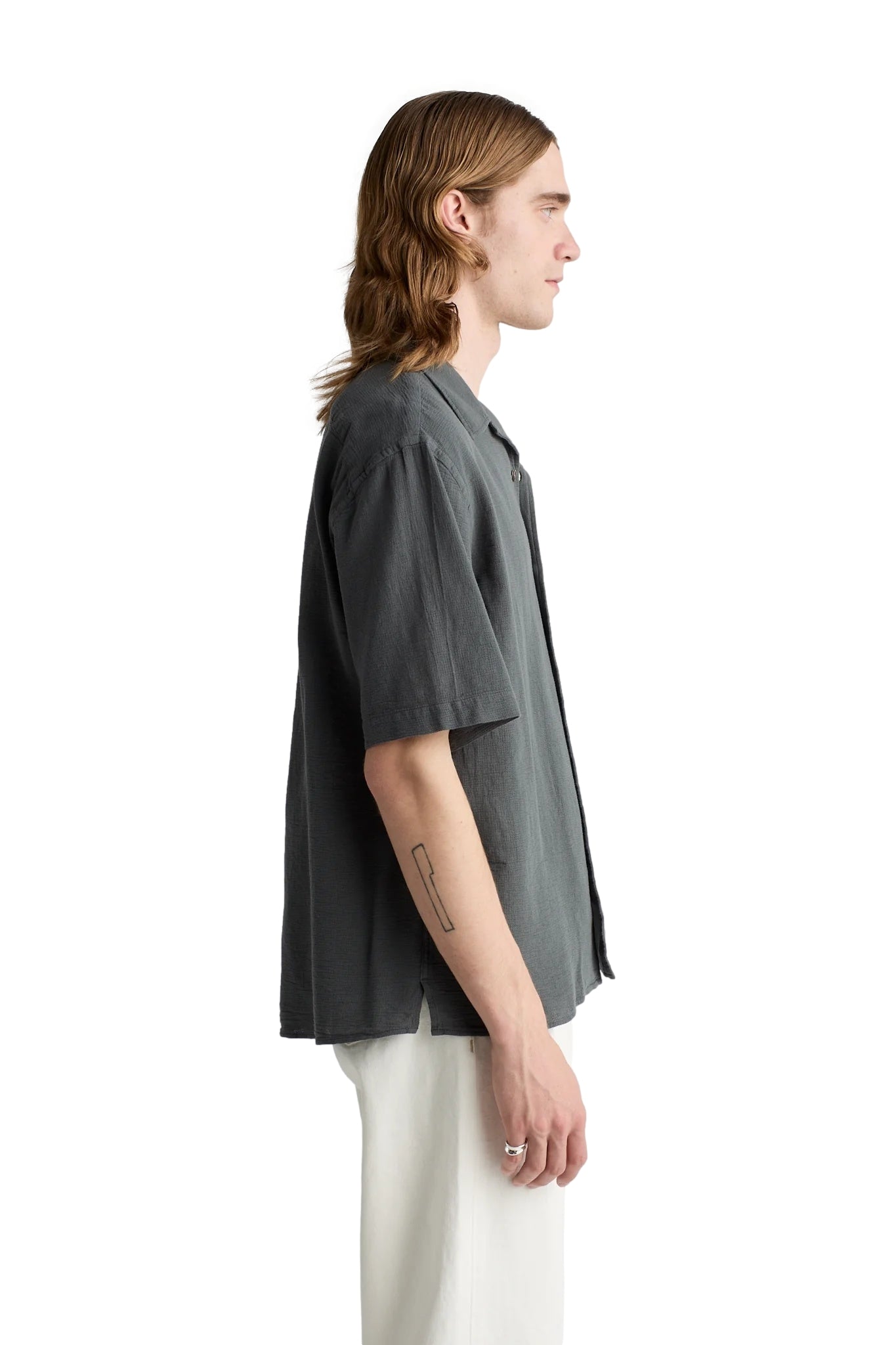 Livid Stone Loose Skjorte Grå - modostore.no