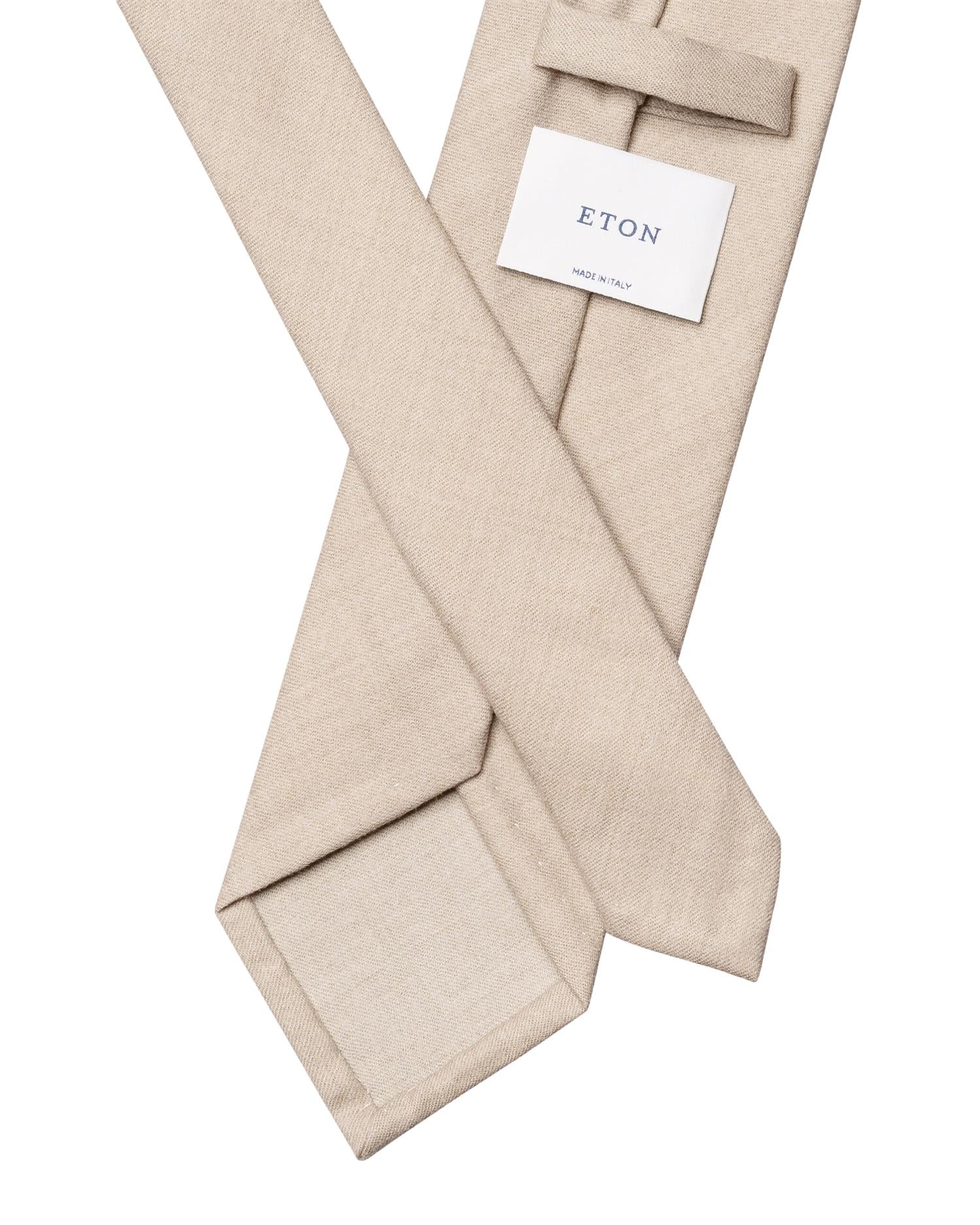 Eton beige ullflanell slips med knyting, klassisk slips i myk, solid stoff, perfekt for formelle anledninger
