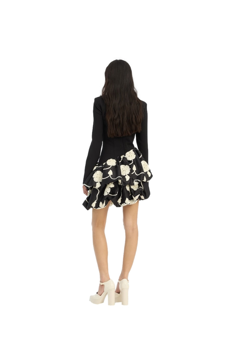 ROTATE 3D Flower Bubble Dress Kjole Sort Og Hvit