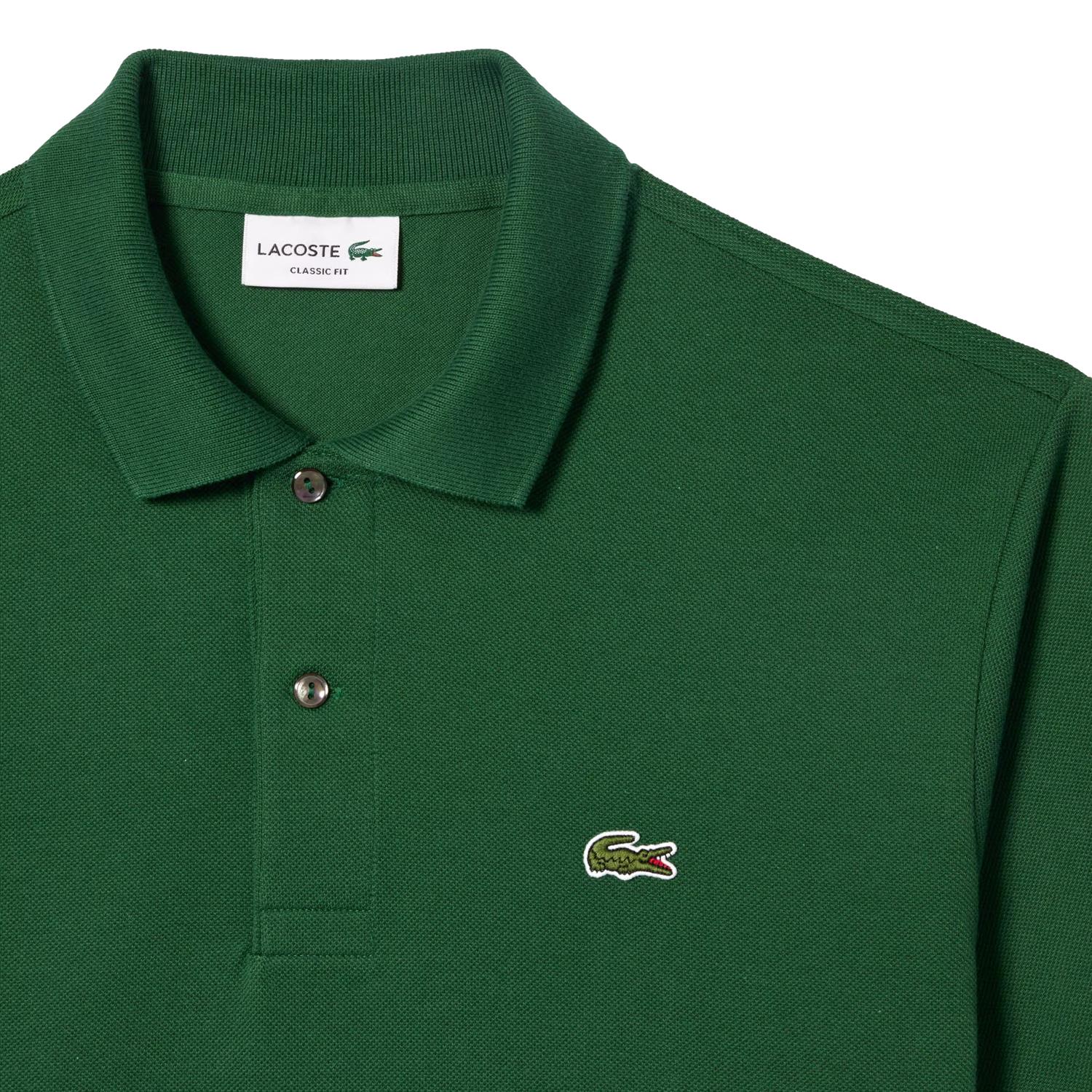 Lacoste klassisk fit original polo T-skjorte i mørkegrønn, bomull, med ikonisk krokodillelogo på brystet.