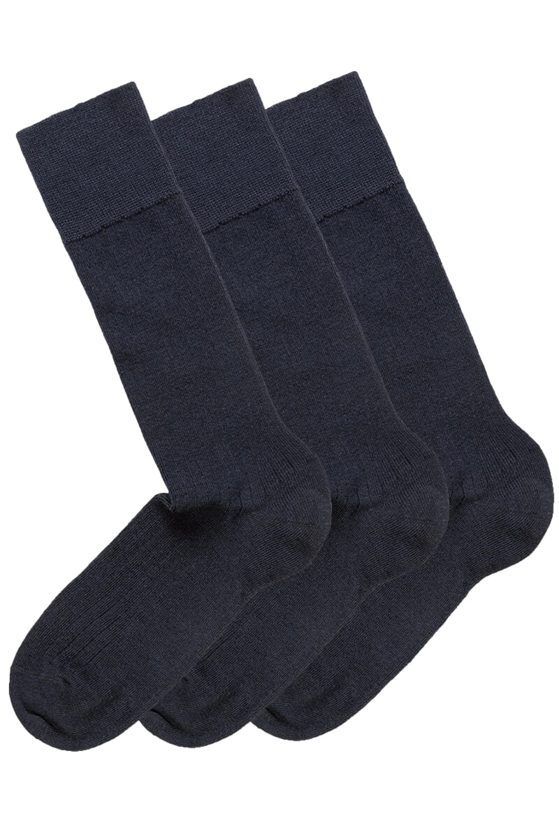 Panos Emporio 2PK Calle Premium Mercerized Wool Rib Sokker Mørkeblå - modostore.no