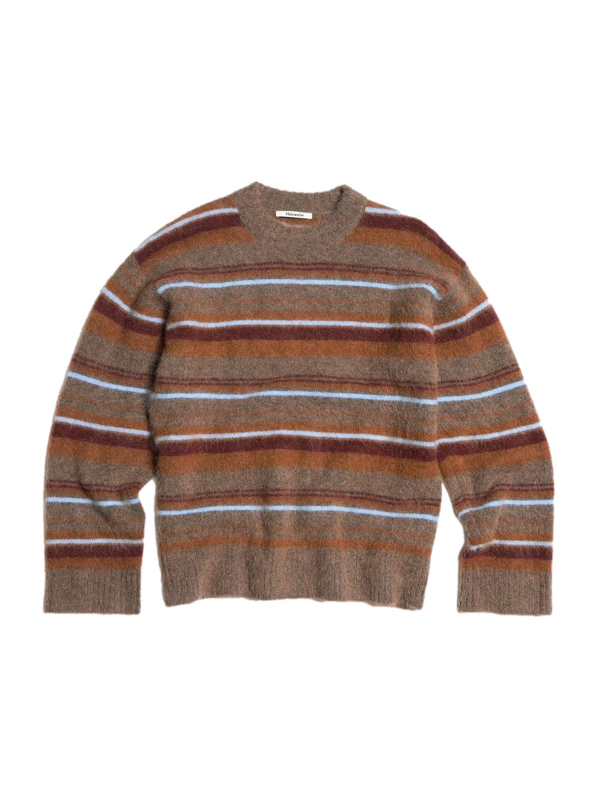 Holzweiler Fluffy Stripe Crew Genser Lysebrun