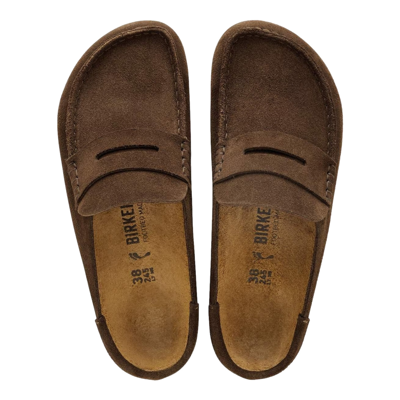 Brun Birkenstock Naples Wrapped Narrow Carafe Sko med lakkert overflate og justerbar rem, vist fra siden.