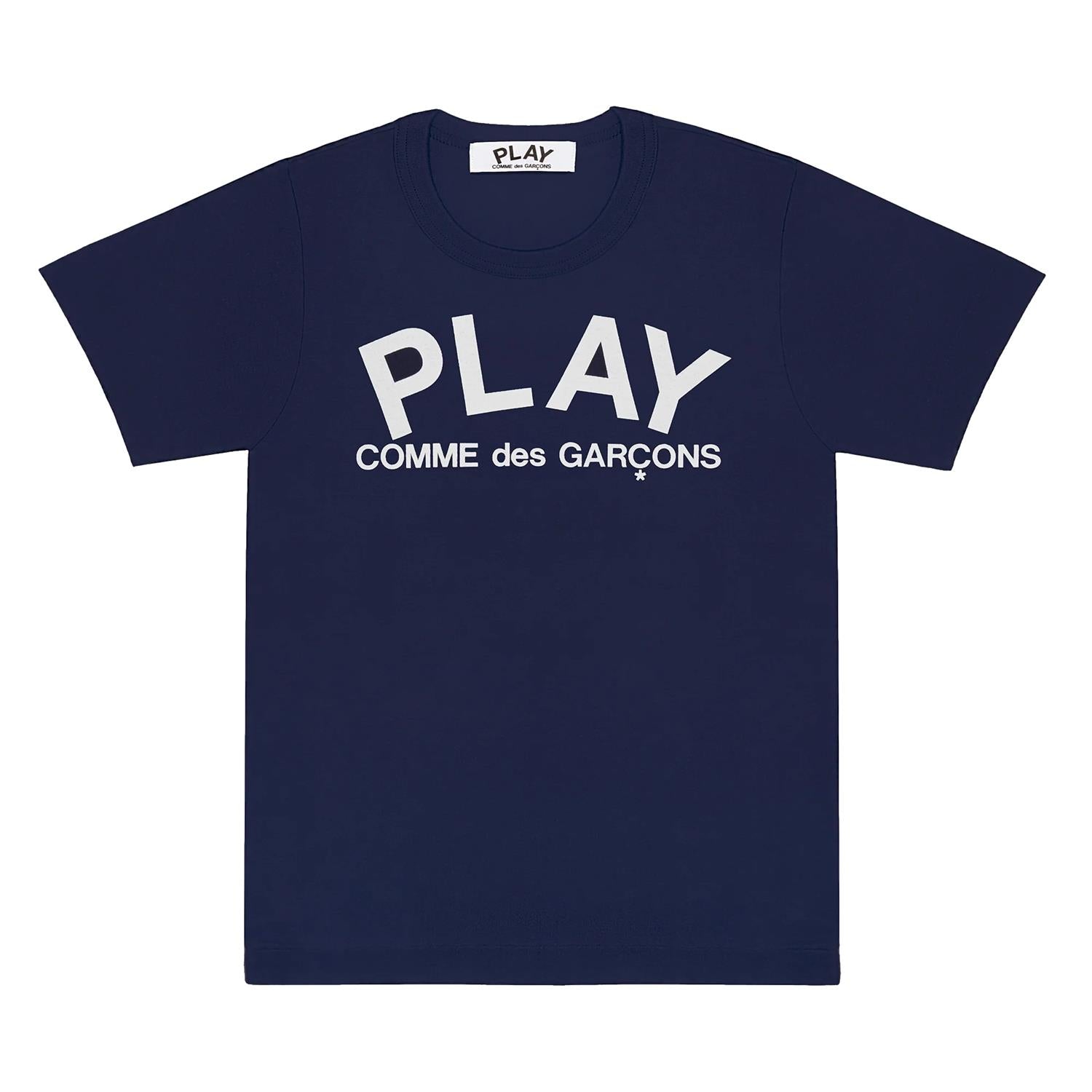 Comme des Garcons Play U T-shirt Logo Print Knit T-shirt Navy - modostore.no