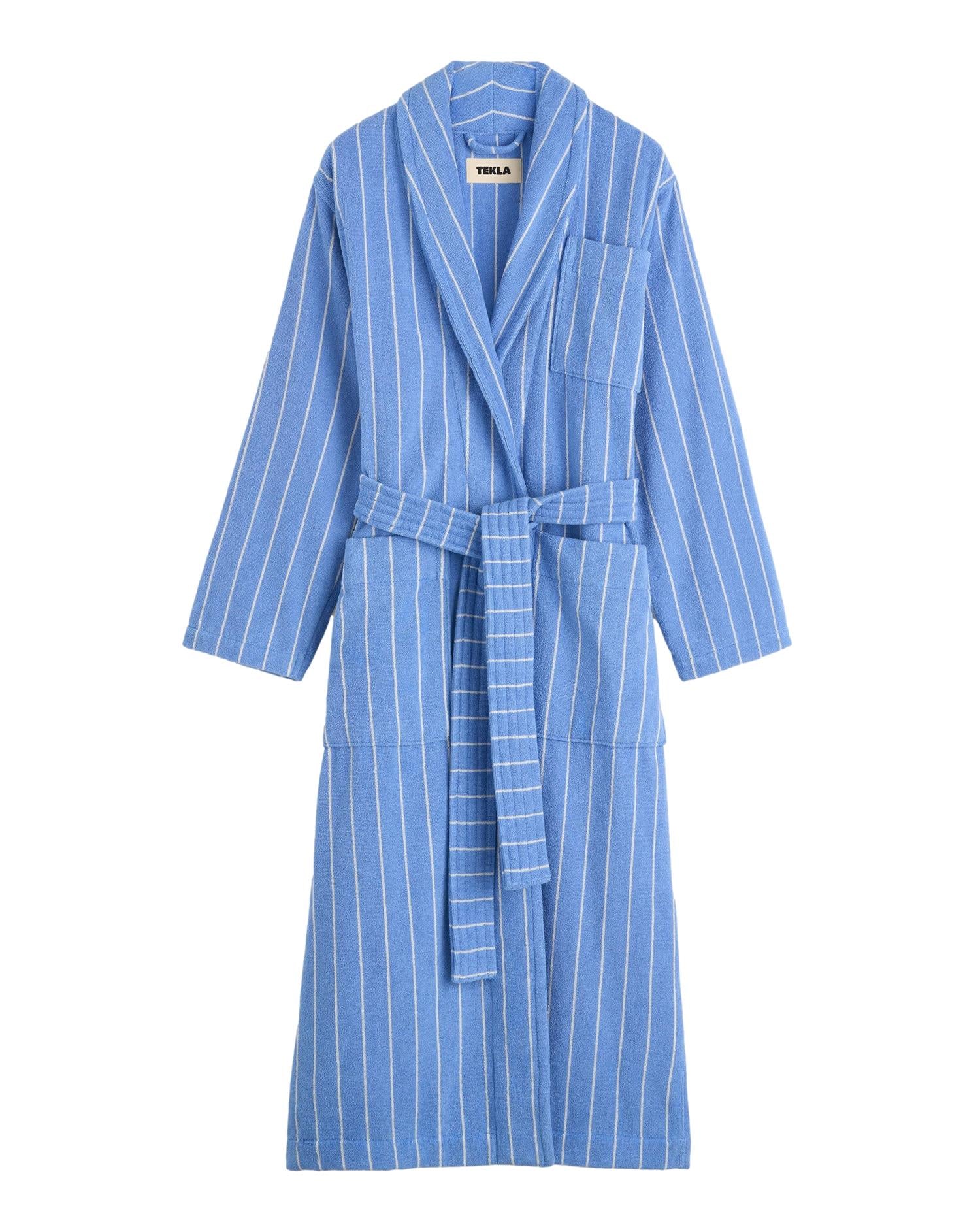 Tekla Classic Bathrobe Marseille Undertøy Morgenkåpe Blå