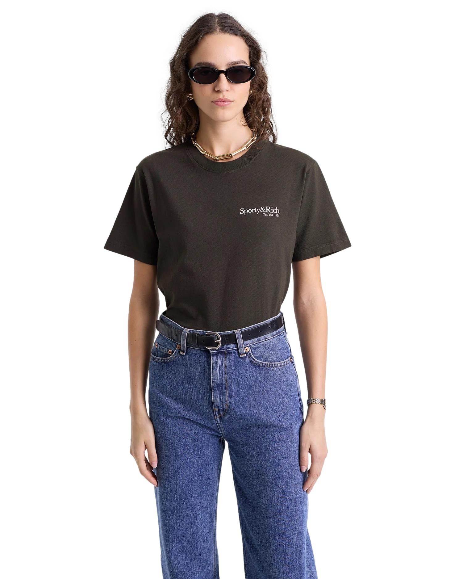 Sporty & Rich HWCNY T-Shirt T-shirt Vasket Sort - modostore.no