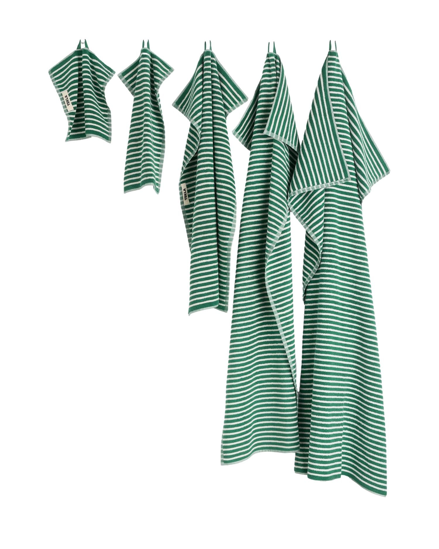 Tekla Terry Hand Towel (50x90cm) Teal Green Stripes Håndkle Grønn Striper