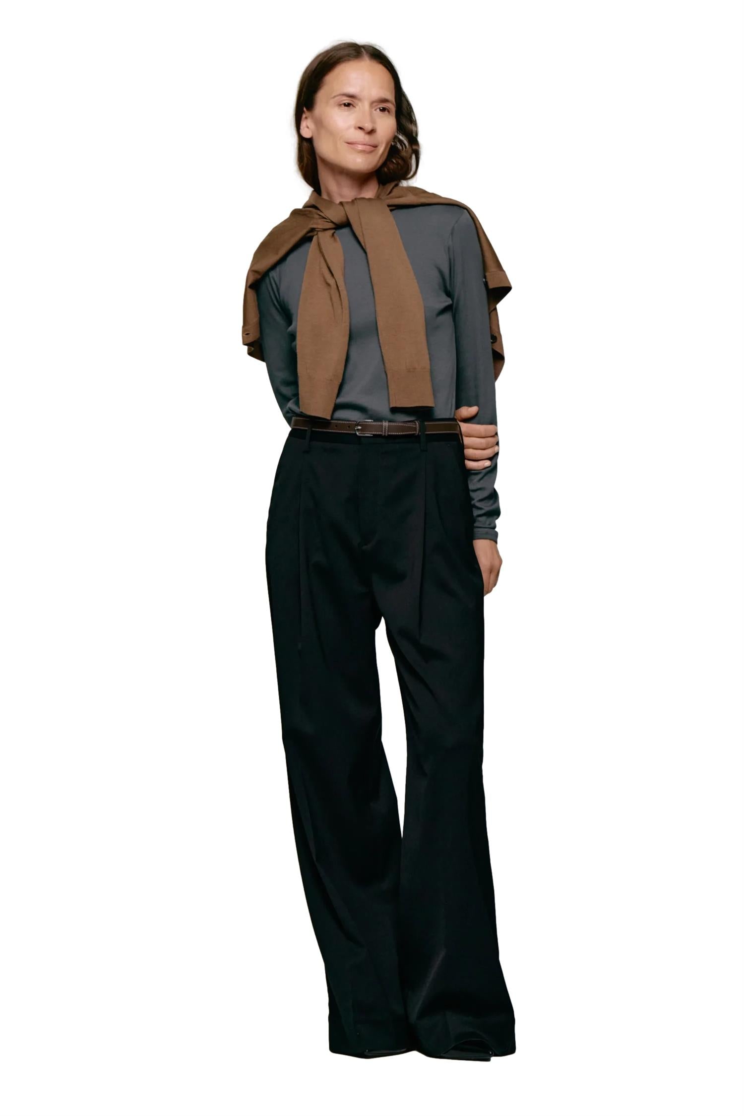 Julie Josephine Andrea Rib Longsleeve Longsleeve Mørkegrå - modostore.no