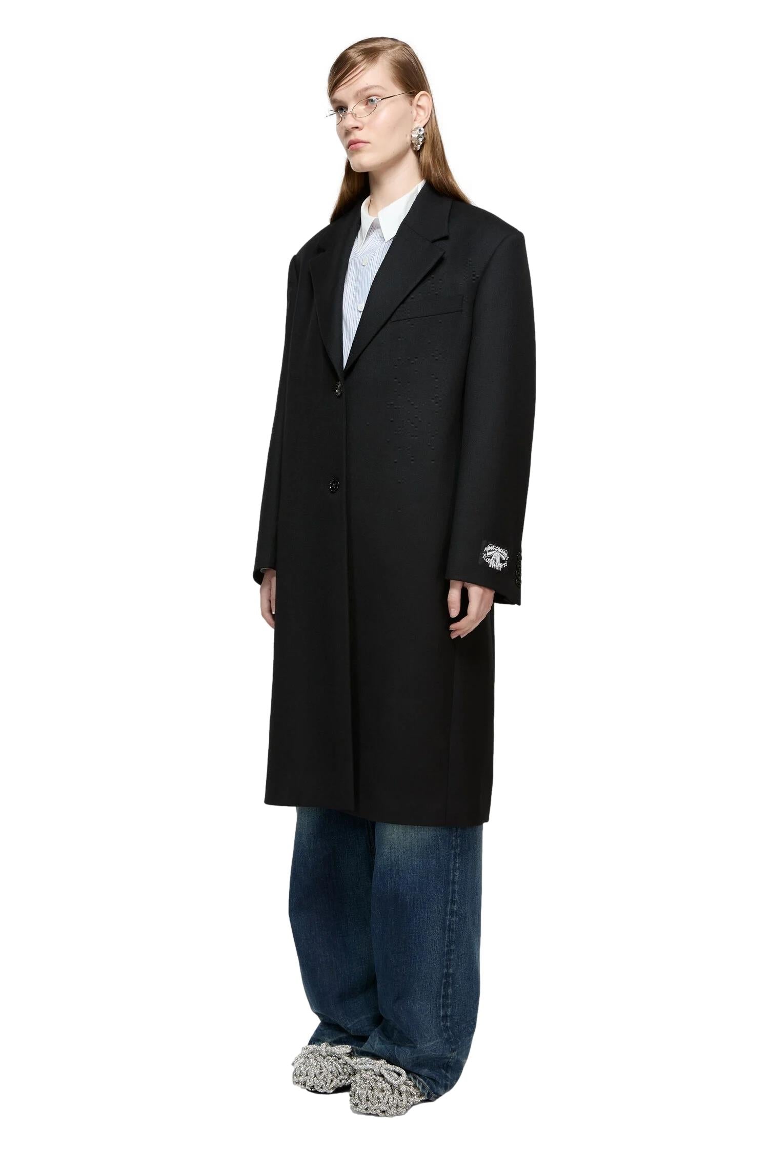 Acne Single-Breasted Wool Coat Jakke Sort - modostore.no