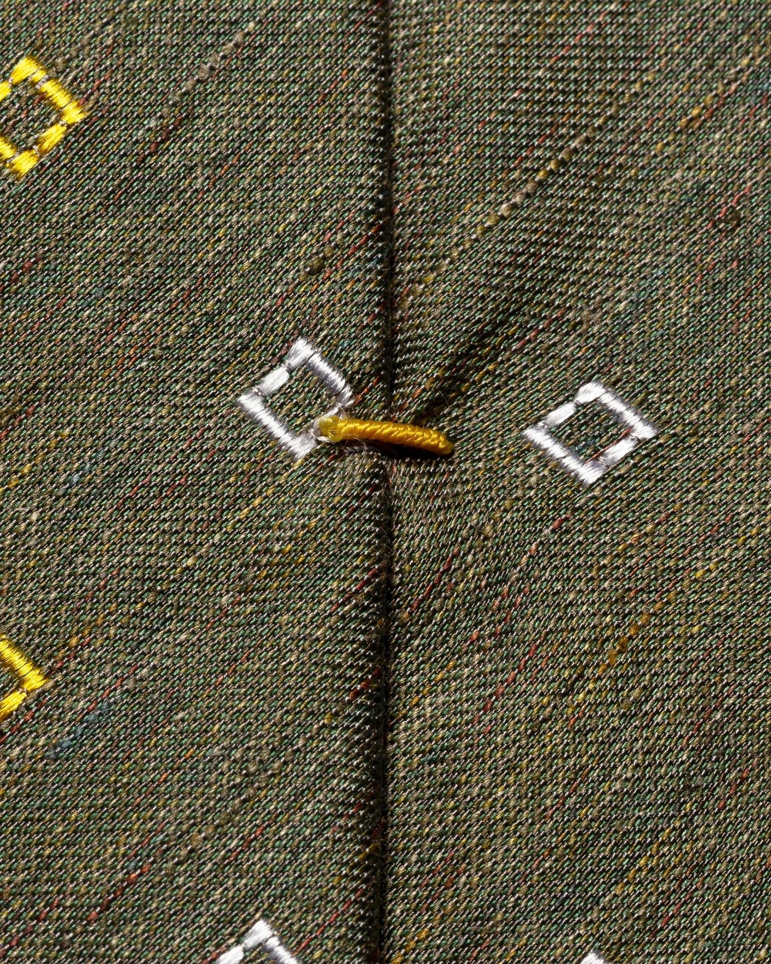 Eton Geometric Silk Linen Tie Slips Mørkegrønn - modostore.no