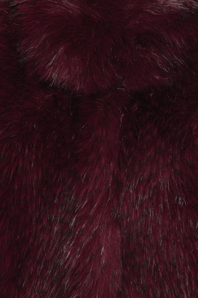 ROTATE Faux Fur Crop Jacket Jakke Burgunder