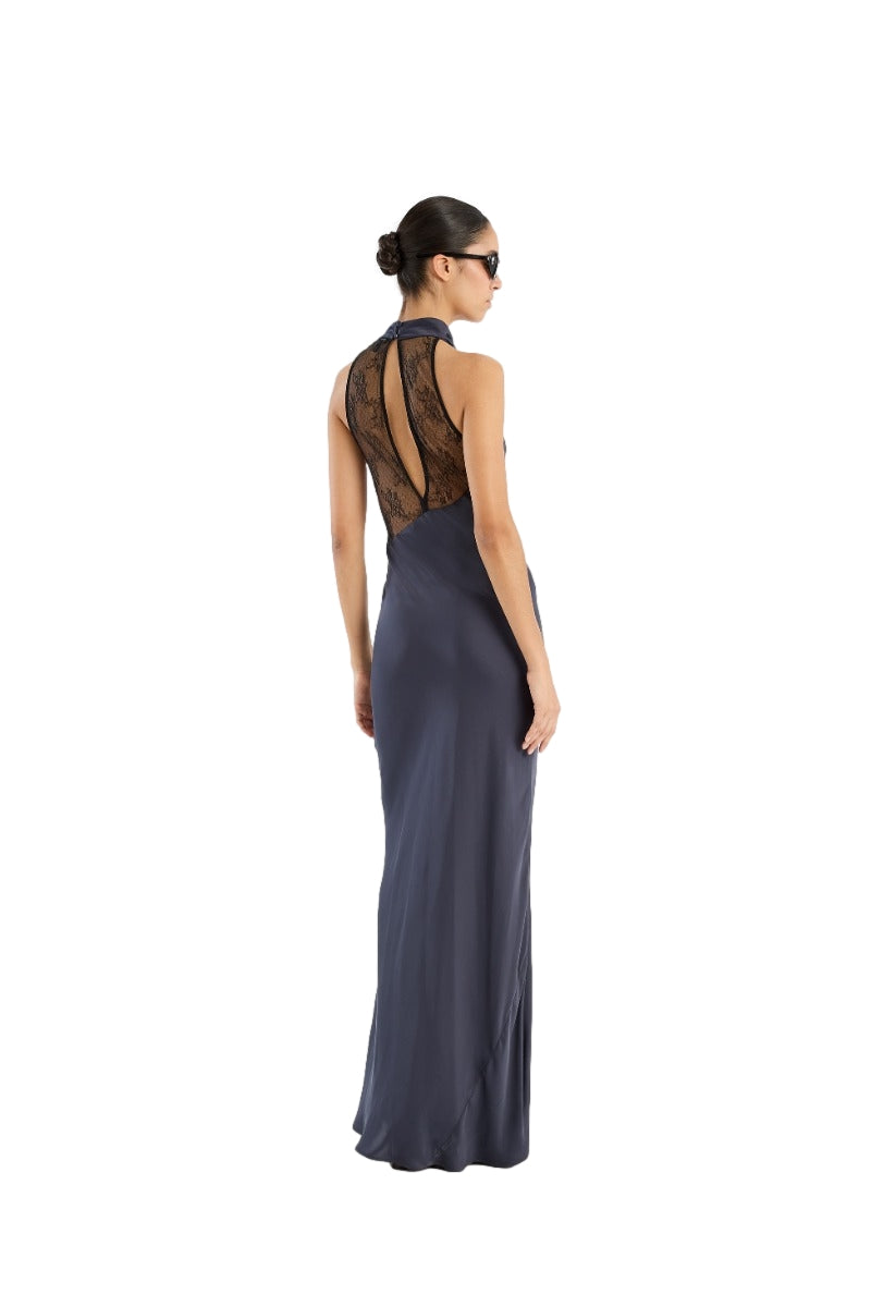 ROTATE Lace Maxi Dress Kjole Gråblå
