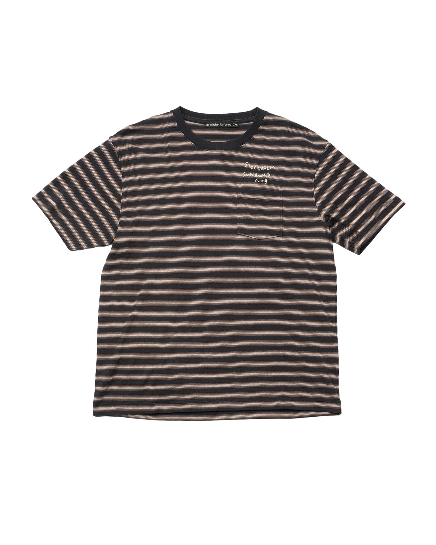 Stockholm Surfboard Club Franz Pocket Tee T-shirt Brun Striper