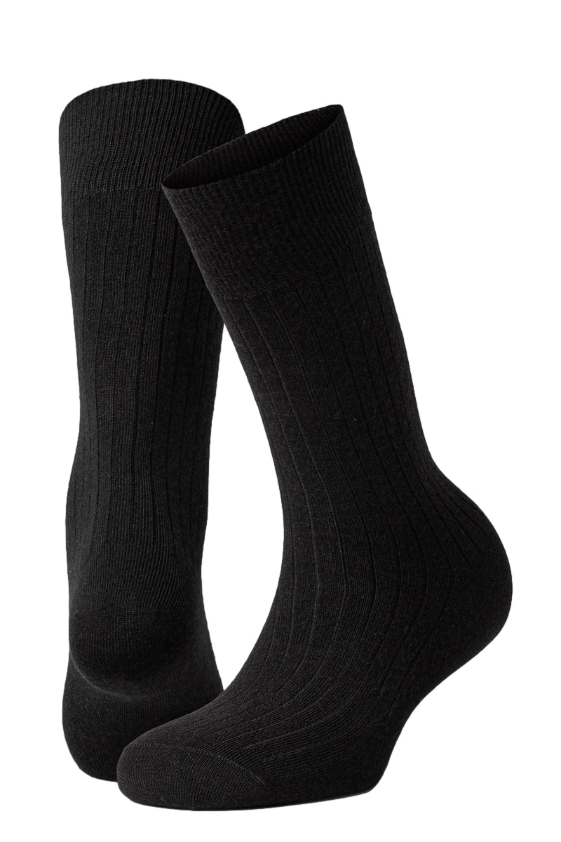 Panos Emporio 2 PK Calle Premium Mercerized Wool Rib Sokker Sort