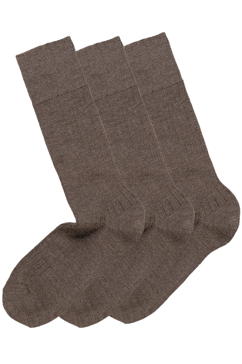 Panos Emporio 2PK Calle Premium Mercerized Wool Rib Sokker Brun - modostore.no
