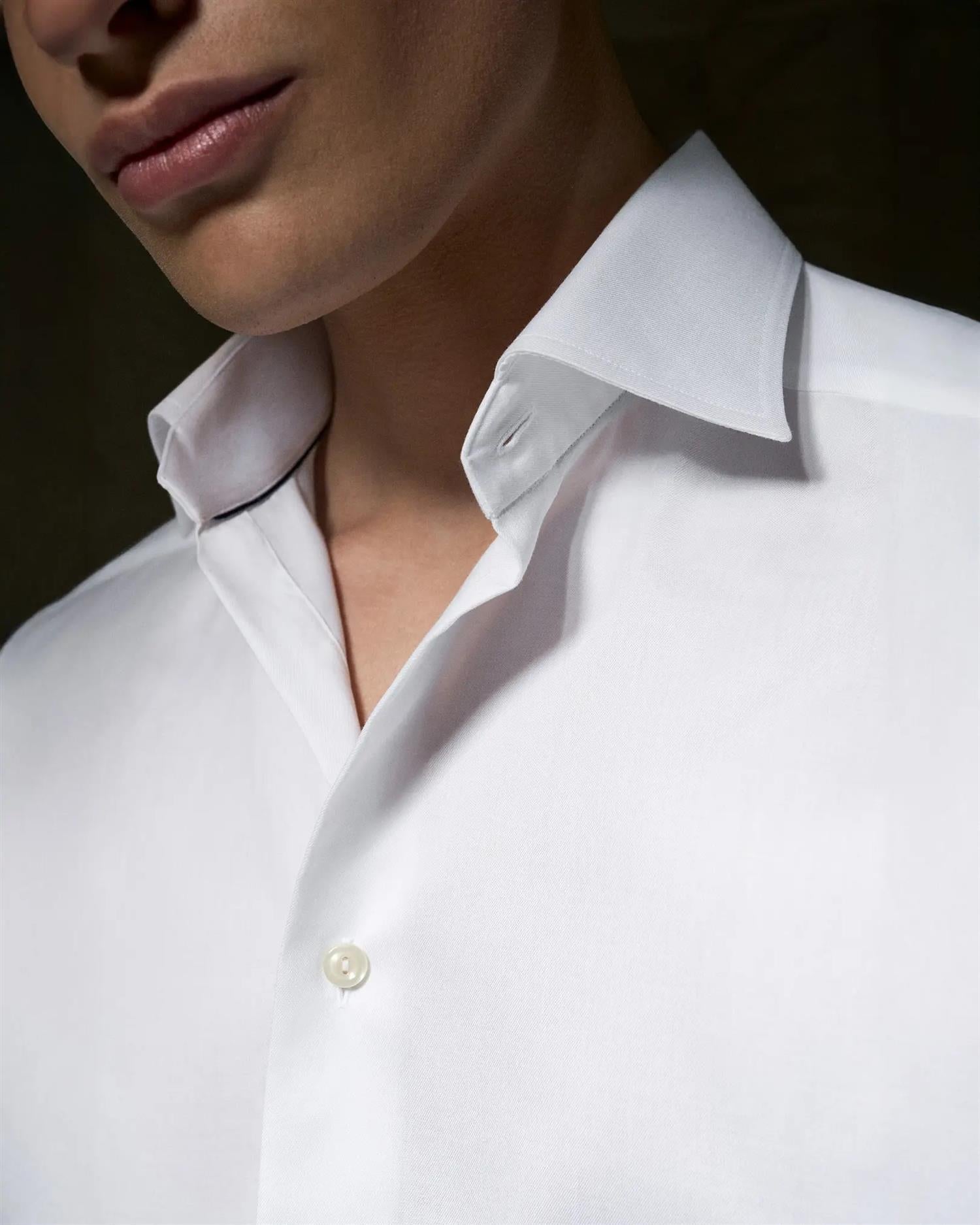 Eton 3000 Slim White Signature Twill Shirt Skjorte Hvit - modostore.no