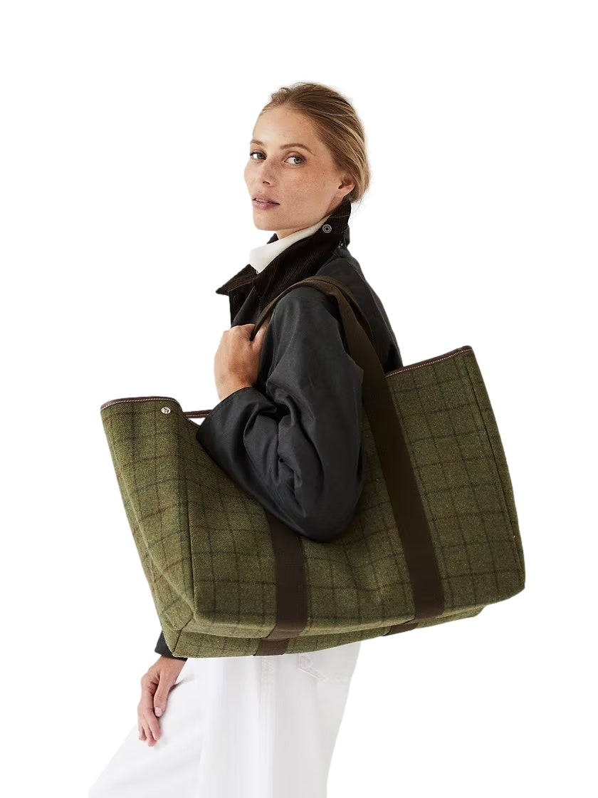 Rue de Verneuil Traversée XL Hunting Tweed Kaki Veske Grønn Mønster - modostore.no