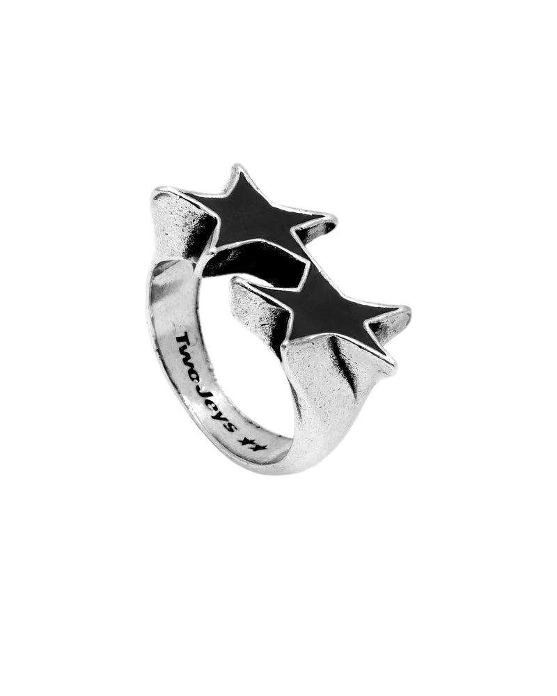 TwoJeys Icon Black Enameled Single Ring Ring Sølv / Sort - modostore.no