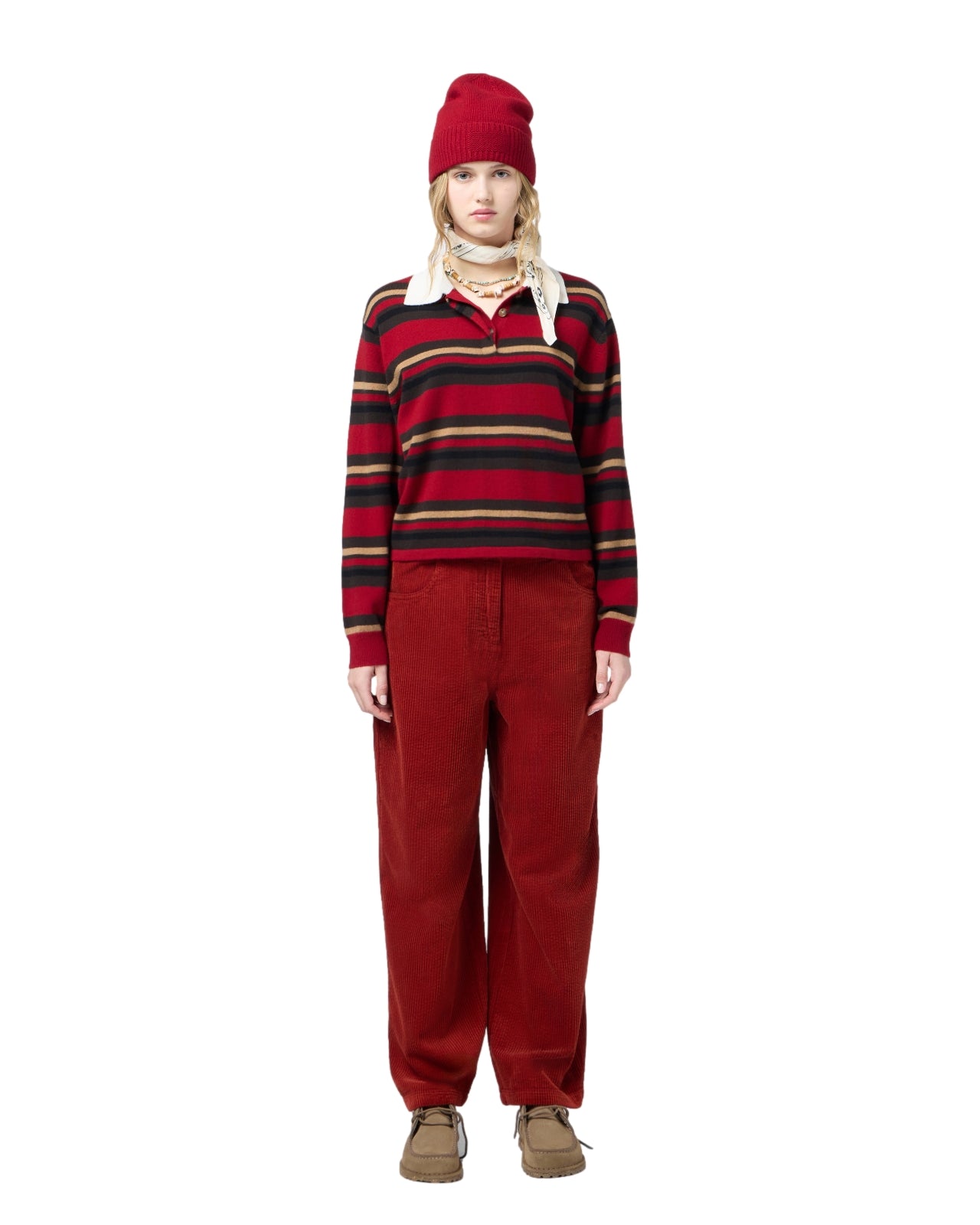 Guest In Residence Cropped Stripe Rugby Genser Rødt Mønster - modostore.no