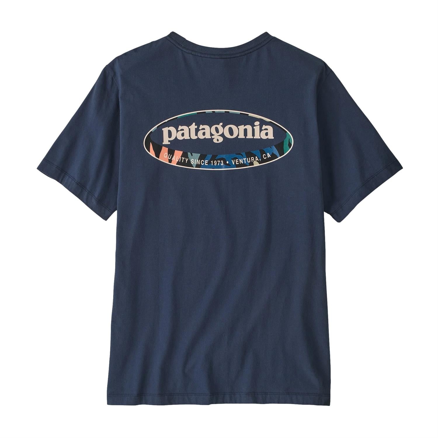 Patagonia Men's '95 Oval Logo T-Shirt New Navy Kaleido T-shirt Navy - modostore.no