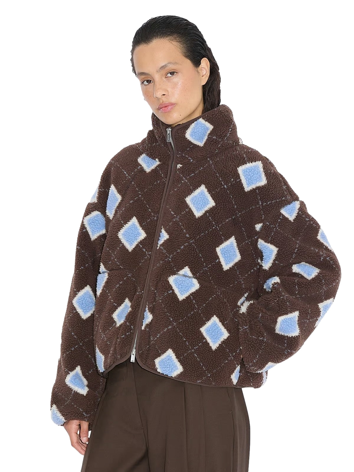 Holzweiler Rype Fleece Jacket Jakke Brun Mønster - modostore.no