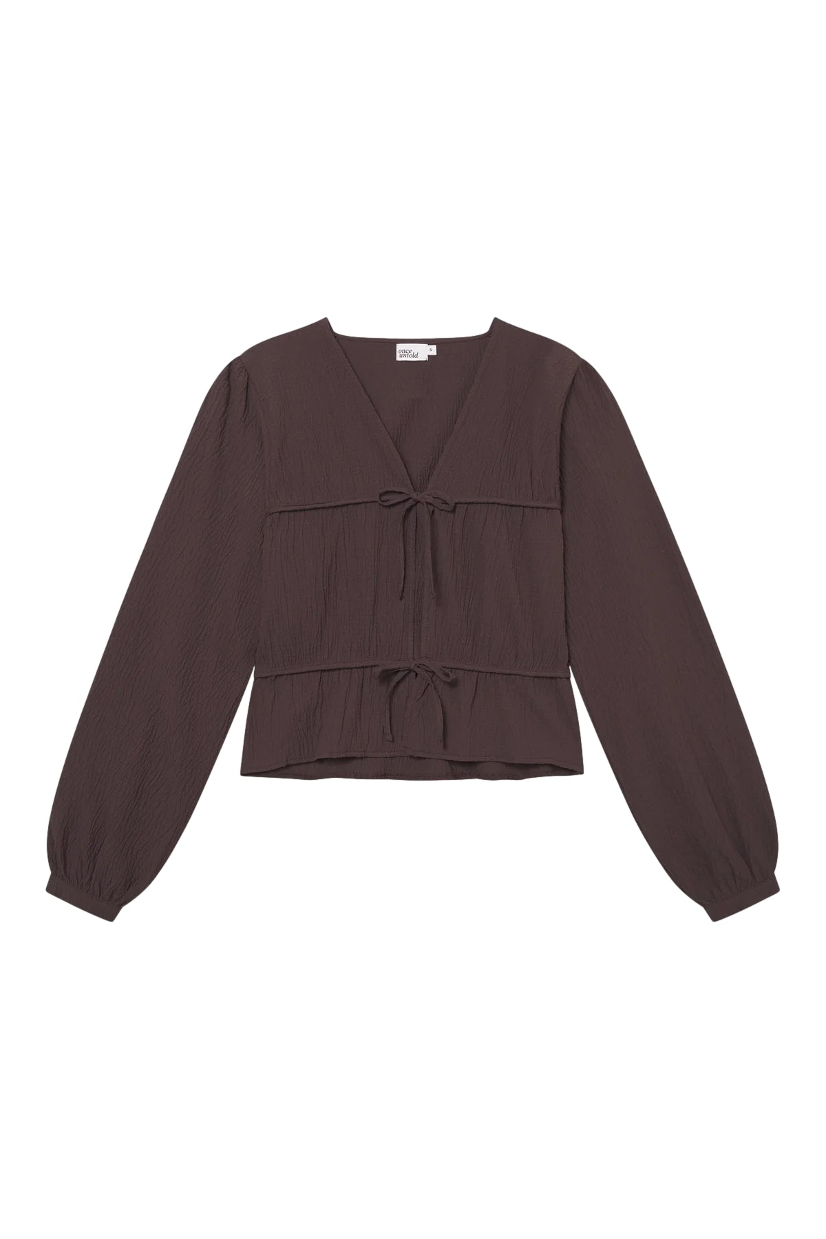 Once Untold Mercer String Blouse Skjorte Brun
