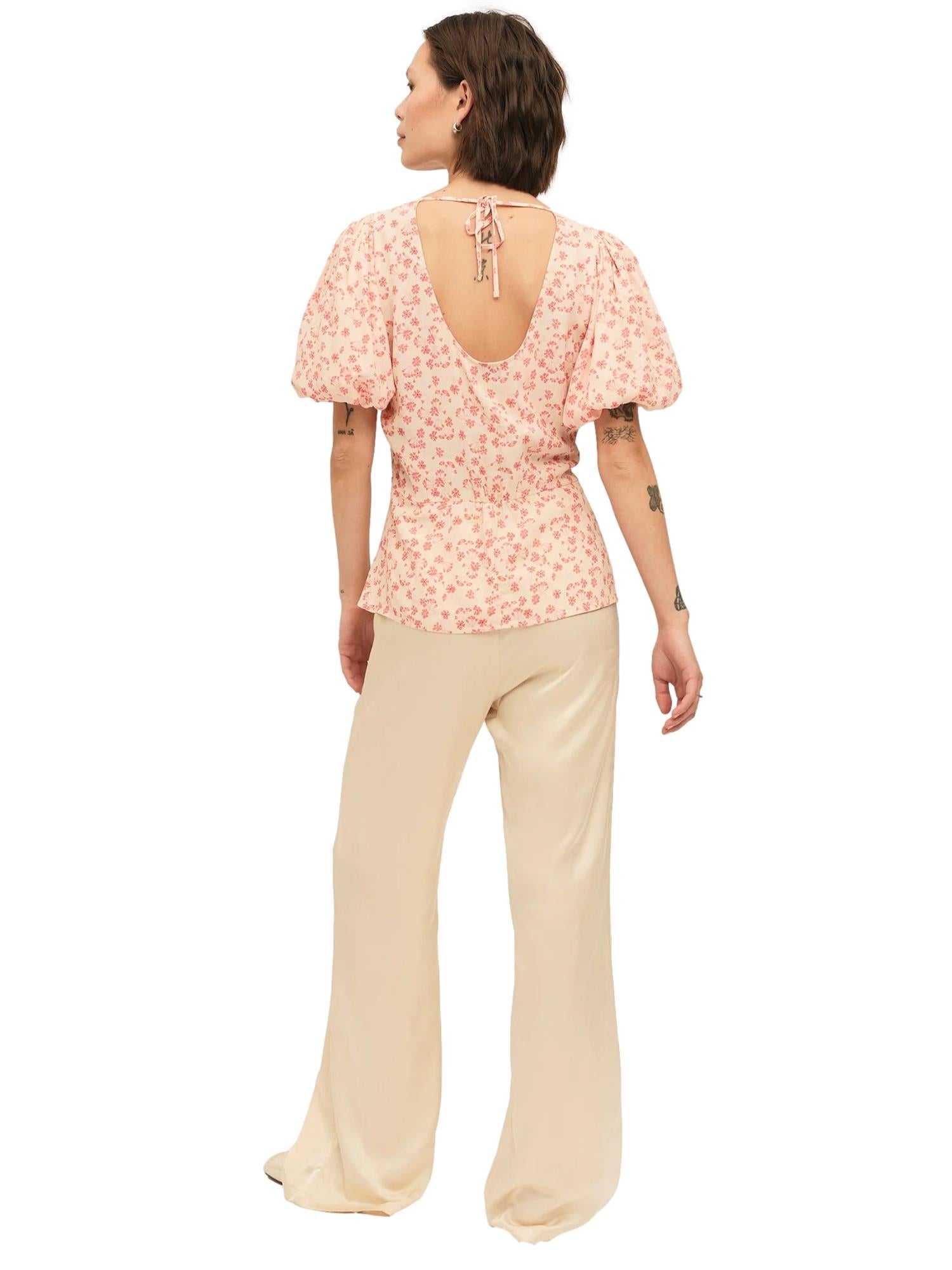 Once Untold Athilda Blouse Topp Beige Og Rosa - modostore.no