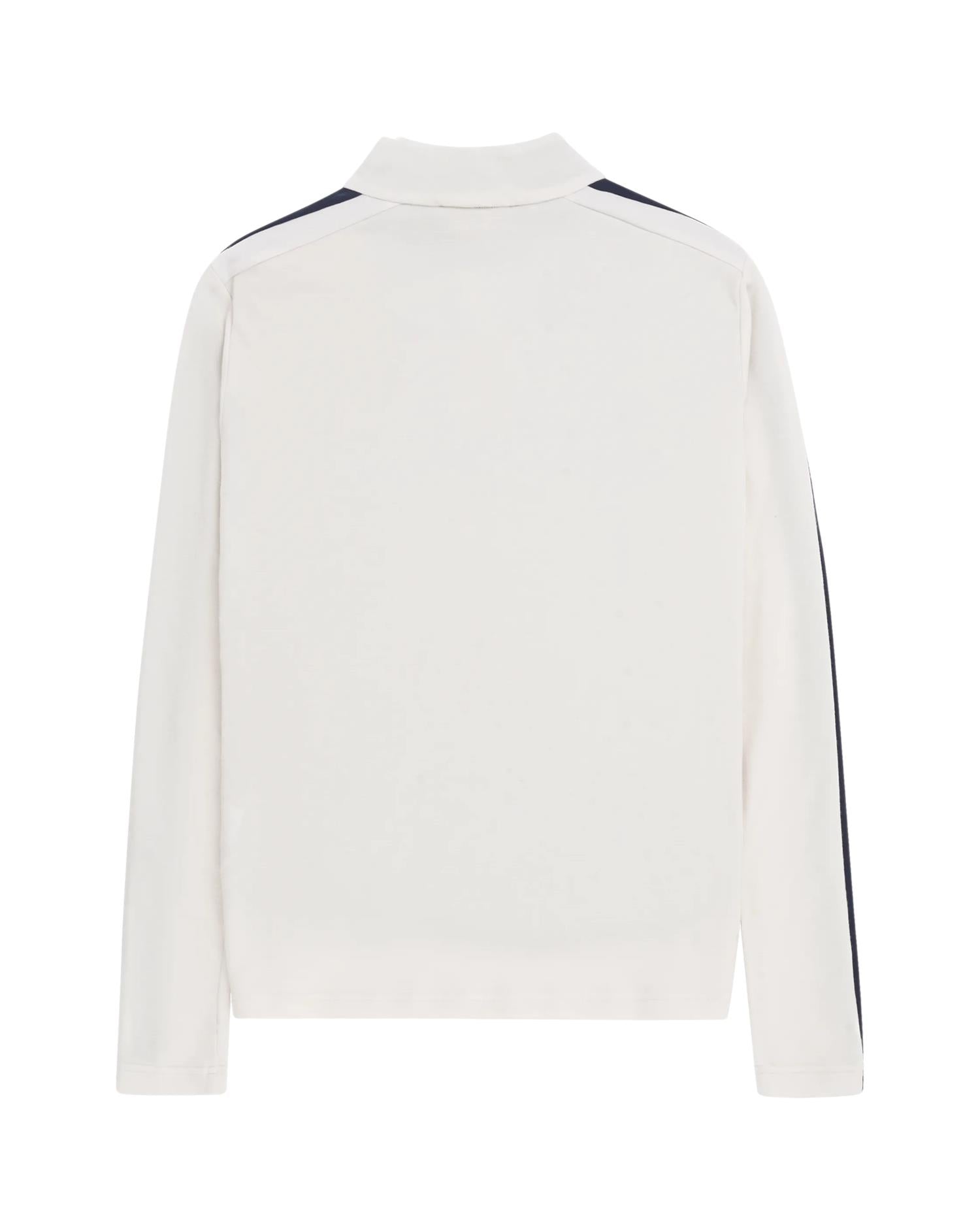 Amundsen damesgenser med stripemønster i hvitt og mørkeblått, 5Mila half-zip, komfortabel og stilfull.