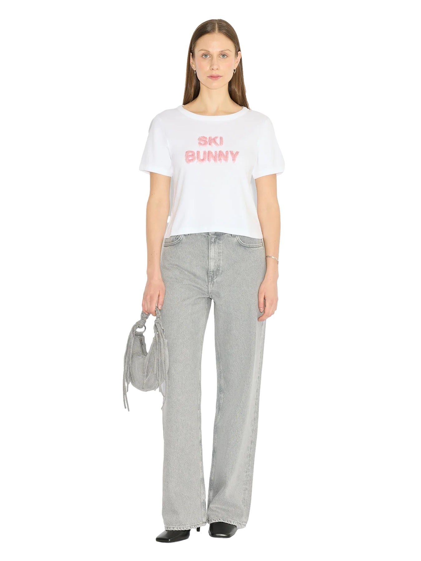 Holzweiler Kitty Fluffy Tee Topp Hvit Og Rosa